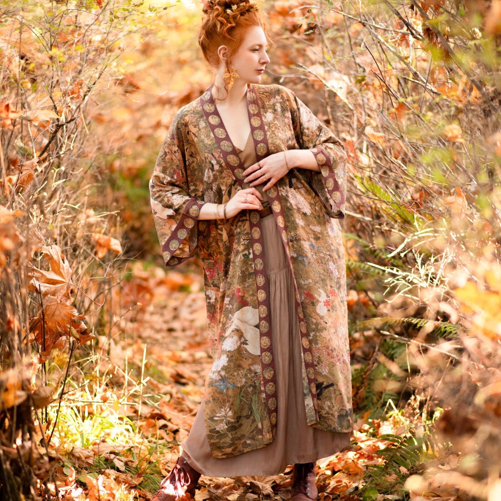 Dreamweaver Bamboo Kimono Duster Robe with Zodiac Signs - Lightweight Loungewear for Spa, Yoga & Home Relaxation