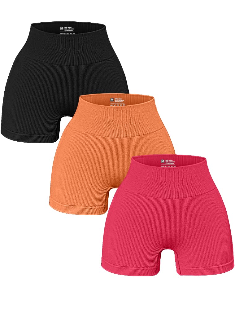 OQQ 3-Piece Women's Yoga Shorts - High Waist Seamless Workout Leggings for Gym, Running & Activewear | Perfect for Yoga, Pilates & Fitness Training