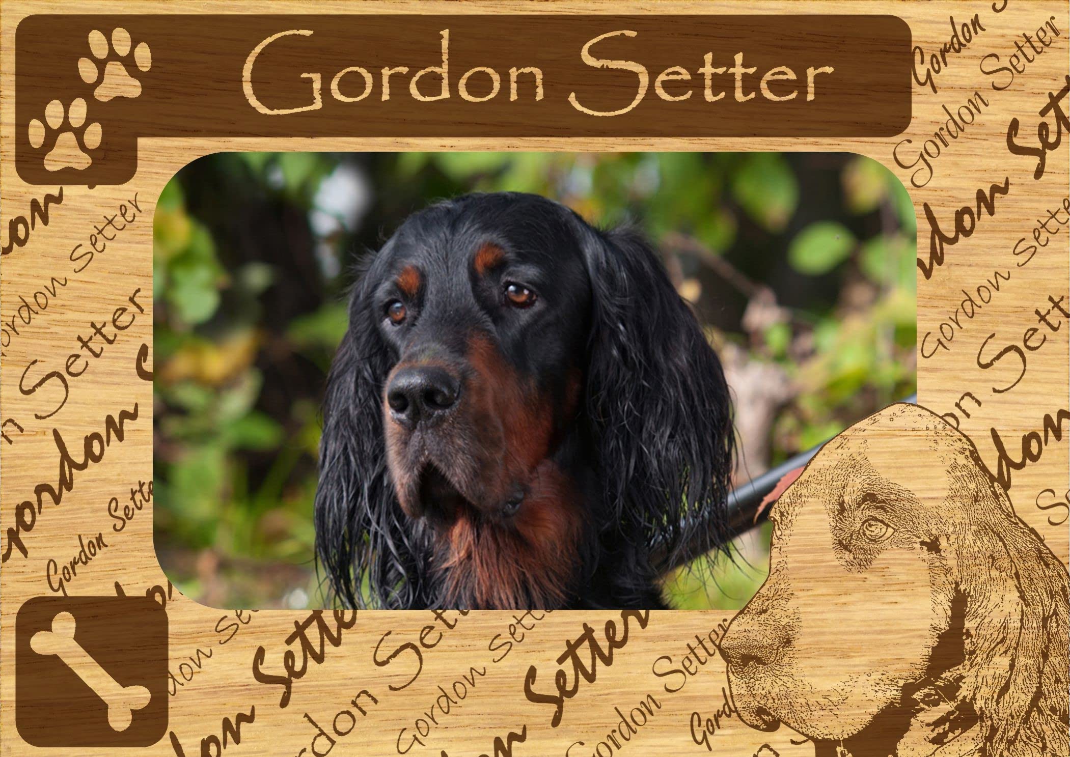 Personalized Gordon Setter Engraved Wood Picture Frame Magnet - Custom Pet Photo Display for Home, Office, or Gift - Perfect for Dog Lovers and Pet Memorials