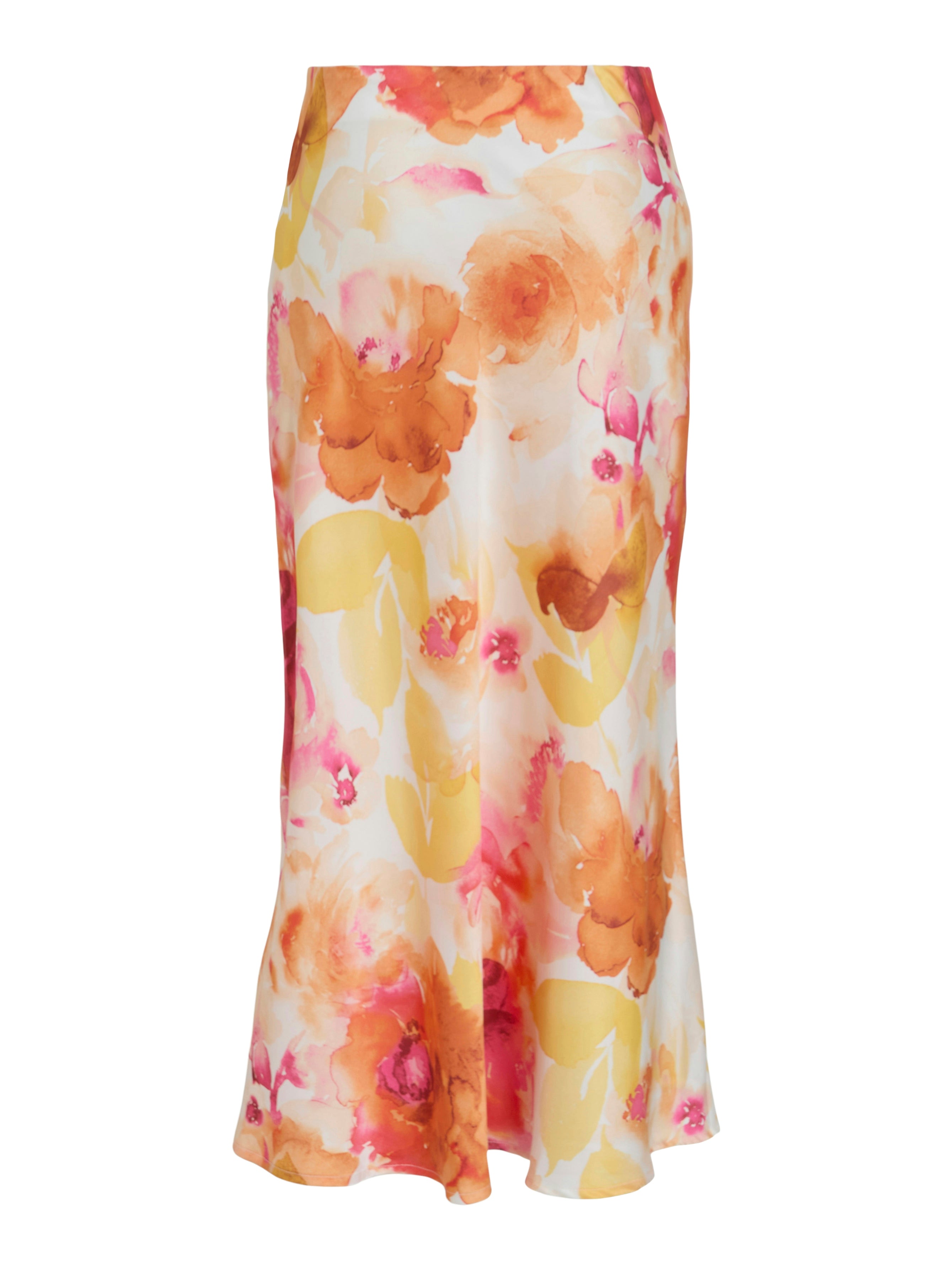 Chrissy Midi Skirt for Women - Flowy A-Line Skirt with Pockets (Snow White/Multi Color) - Perfect for Office, Date Night & Summer Outfits