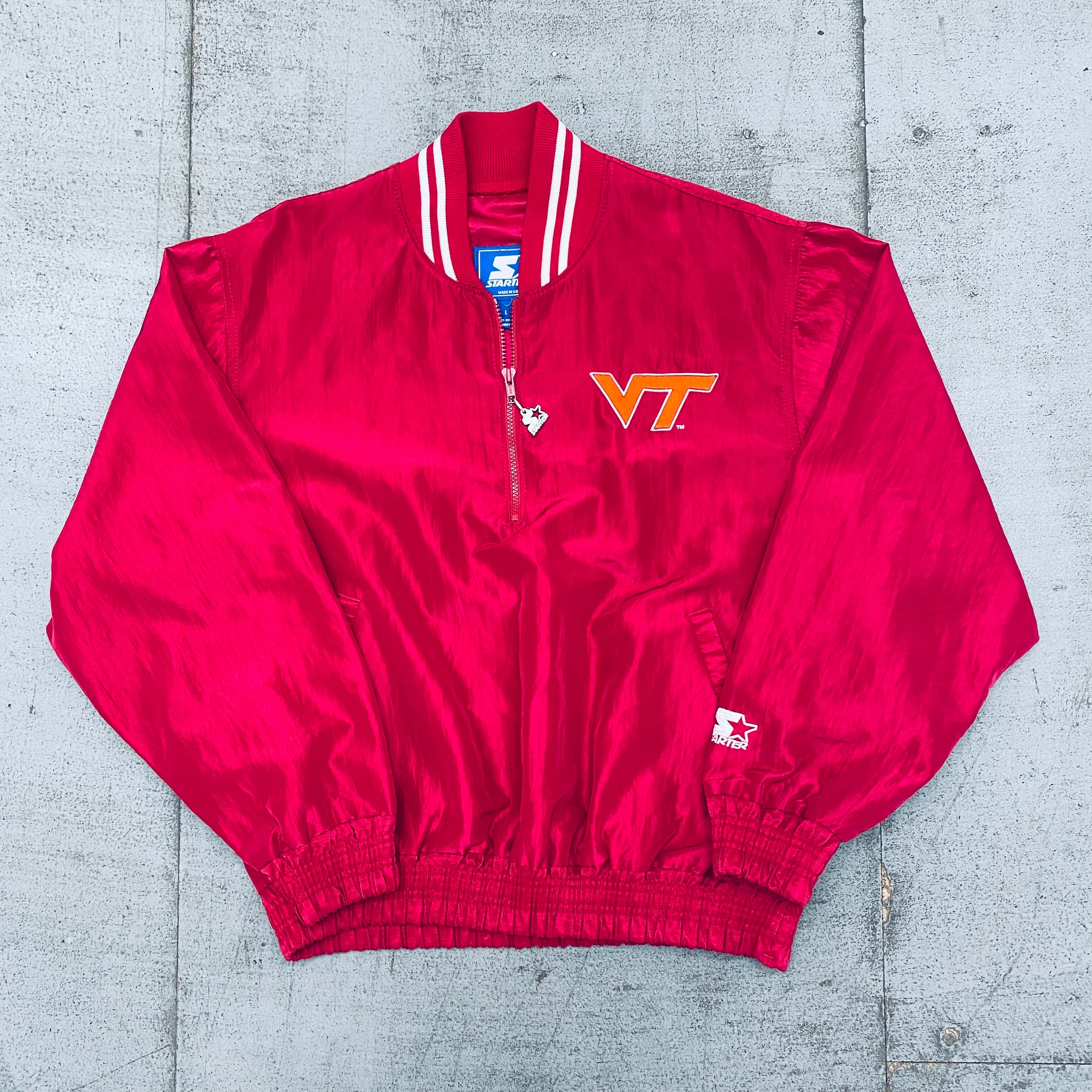 Virginia Tech Hokies 90s Vintage 1/4 Zip Sideline Jacket - Men's Large - Retro College Football Pullover for Game Day & Casual Wear