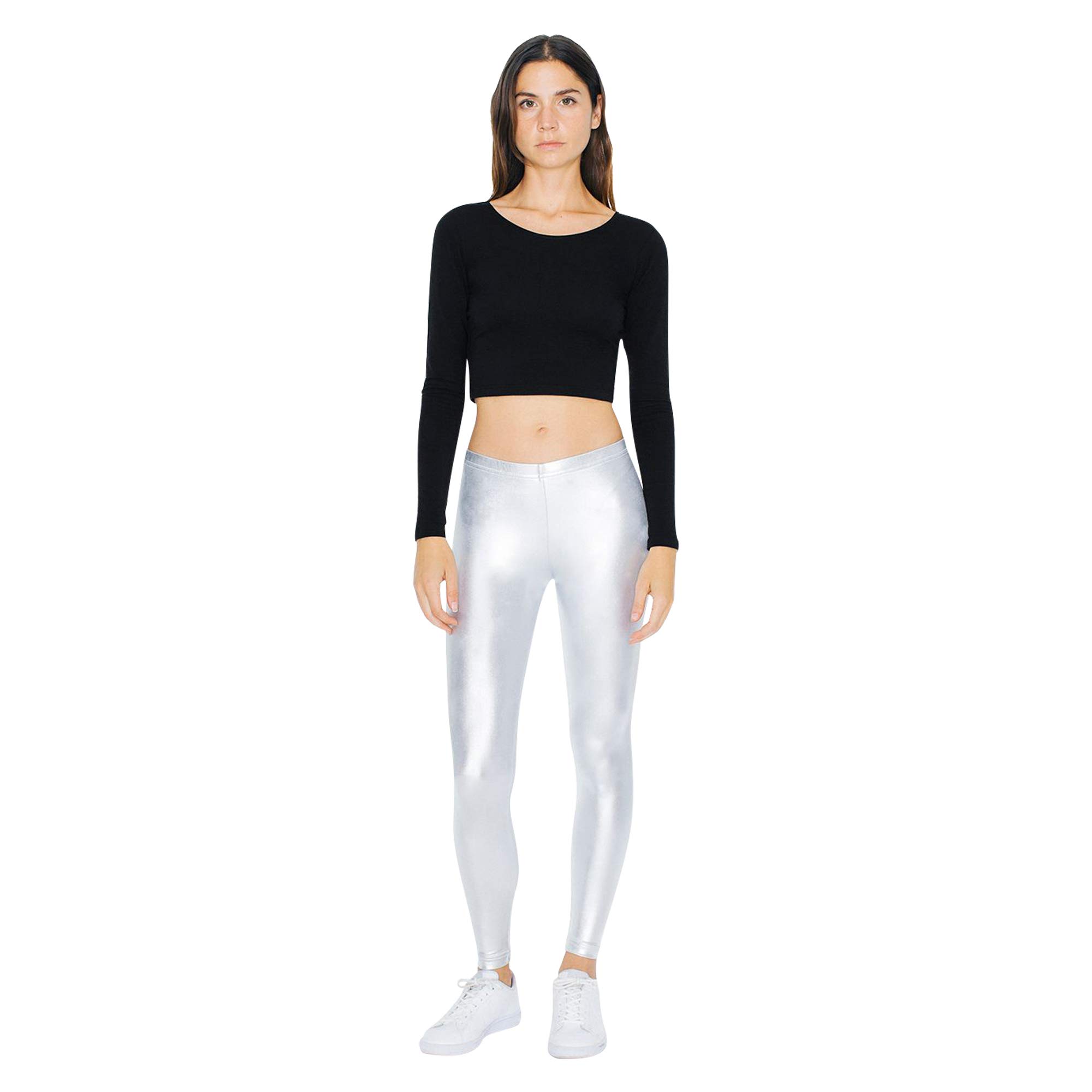 American Apparel Women's High Waist Metallic Leggings - Shiny Yoga Pants for Workout, Running & Casual Wear