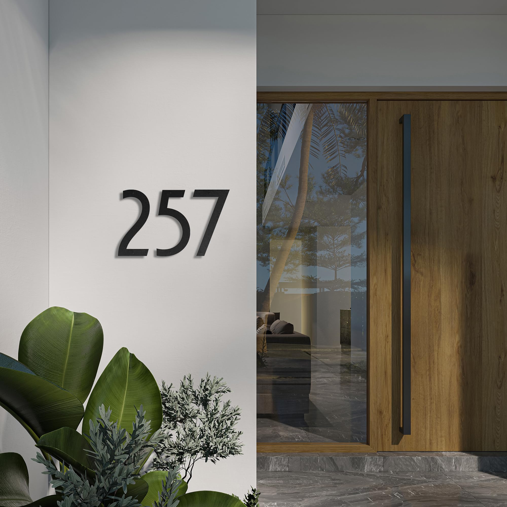 12 Inch Floating Metal House Numbers for Mailbox - Rust-Proof Black Coated Modern Address Plaque with Nail Kit | Durable Outdoor Home Signage for Front Door, Porch & Garden Decor