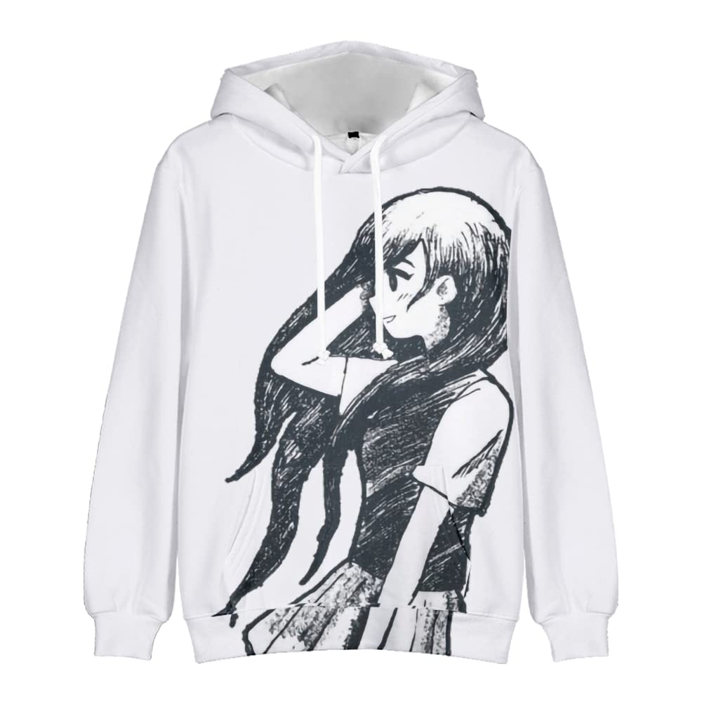 WBLFEGTRS Omori Mari Hoodie for Men & Women - Hip Hop Graphic Print Sweatshirt, Casual Streetwear Pullover (Large, White) | Perfect for Anime Fans, Cosplay, and Urban Fashion