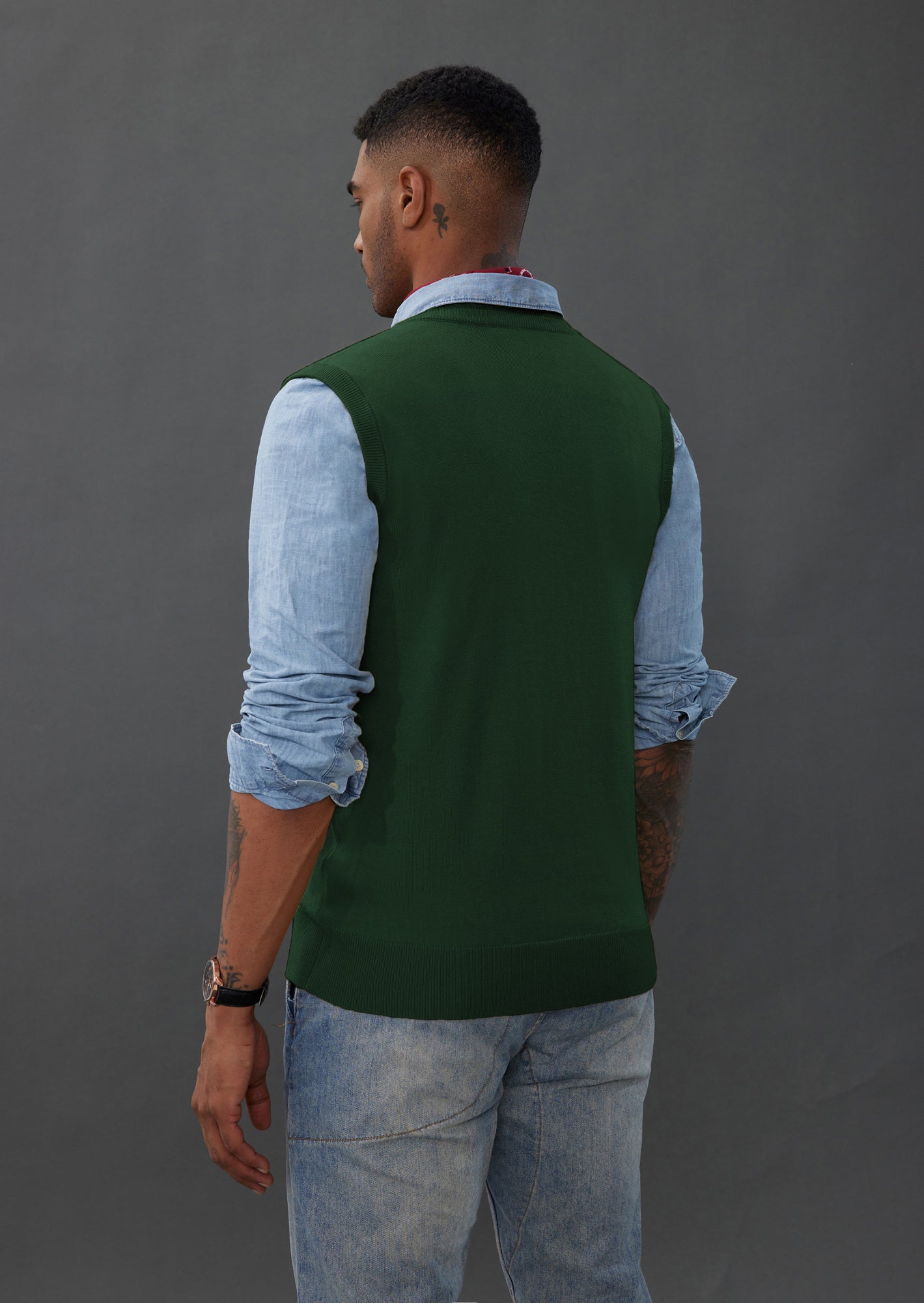 Men's Wool Blend Knit V-Neck Sleeveless Pullover Sweater Vest - Warm & Stylish for Office, Casual Wear & Outdoor Activities