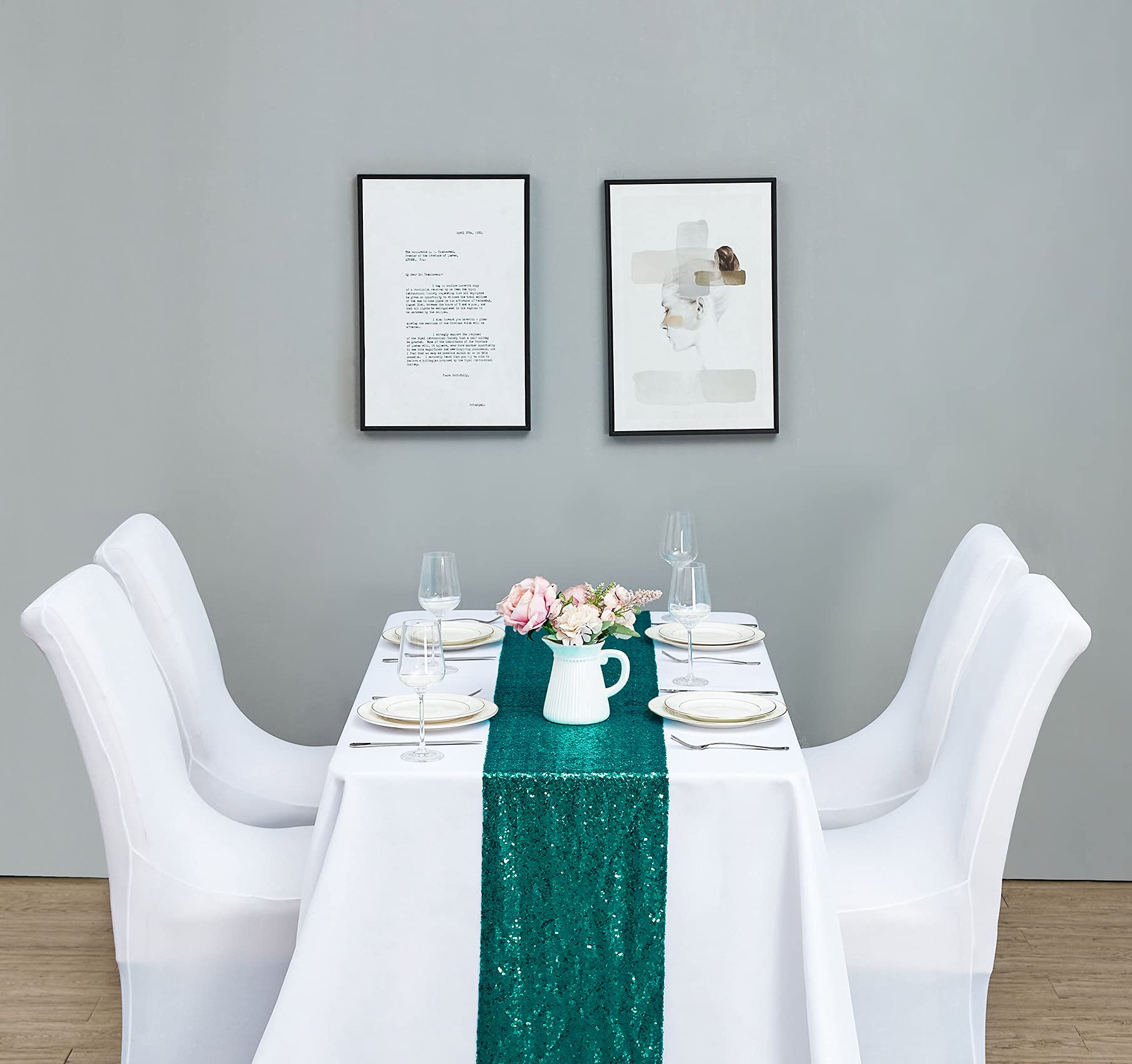 12x72 Inch Sequin Table Runner - Glitter Party Tablecloth for Wedding, Bridal Shower, Baby Shower & Event Decorations (1PC, Hunter Green) - Perfect for Holiday Dinners, Birthday Parties & Anniversary Celebrations