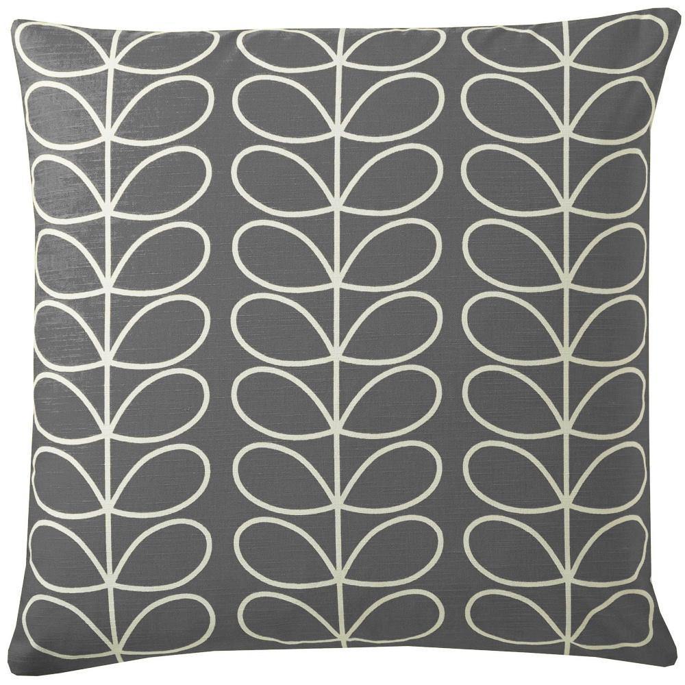 Orla Kiely Small Linear Stem Filled Cushion - Cool Grey Decorative Throw Pillow for Sofa, Bed & Home Decor