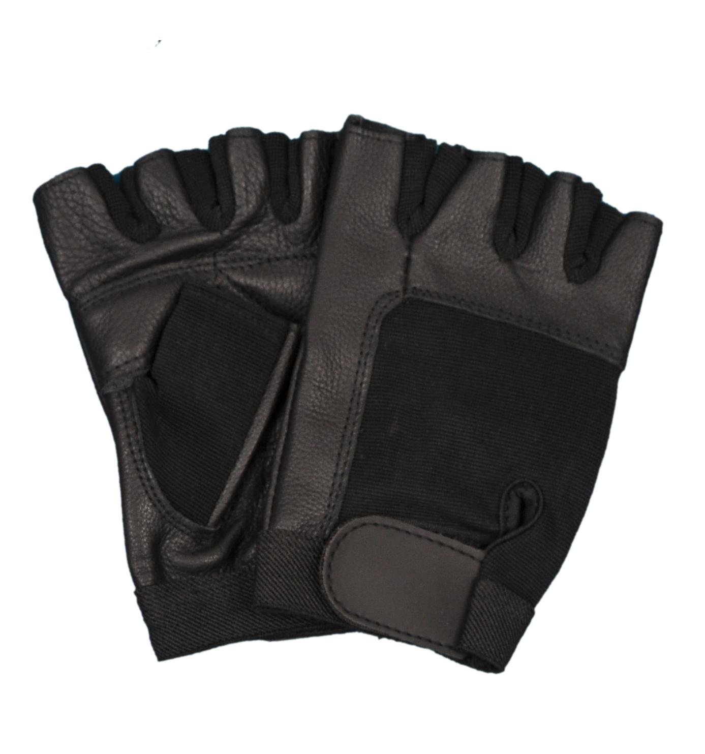 PRIME SPORTS Weight Lifting Gloves - Padded Leather Gym Gloves for Training, Cycling & Wheelchair Use - Black Workout Gloves W-052 for Men & Women - Perfect for Weightlifting, CrossFit & Fitness Training