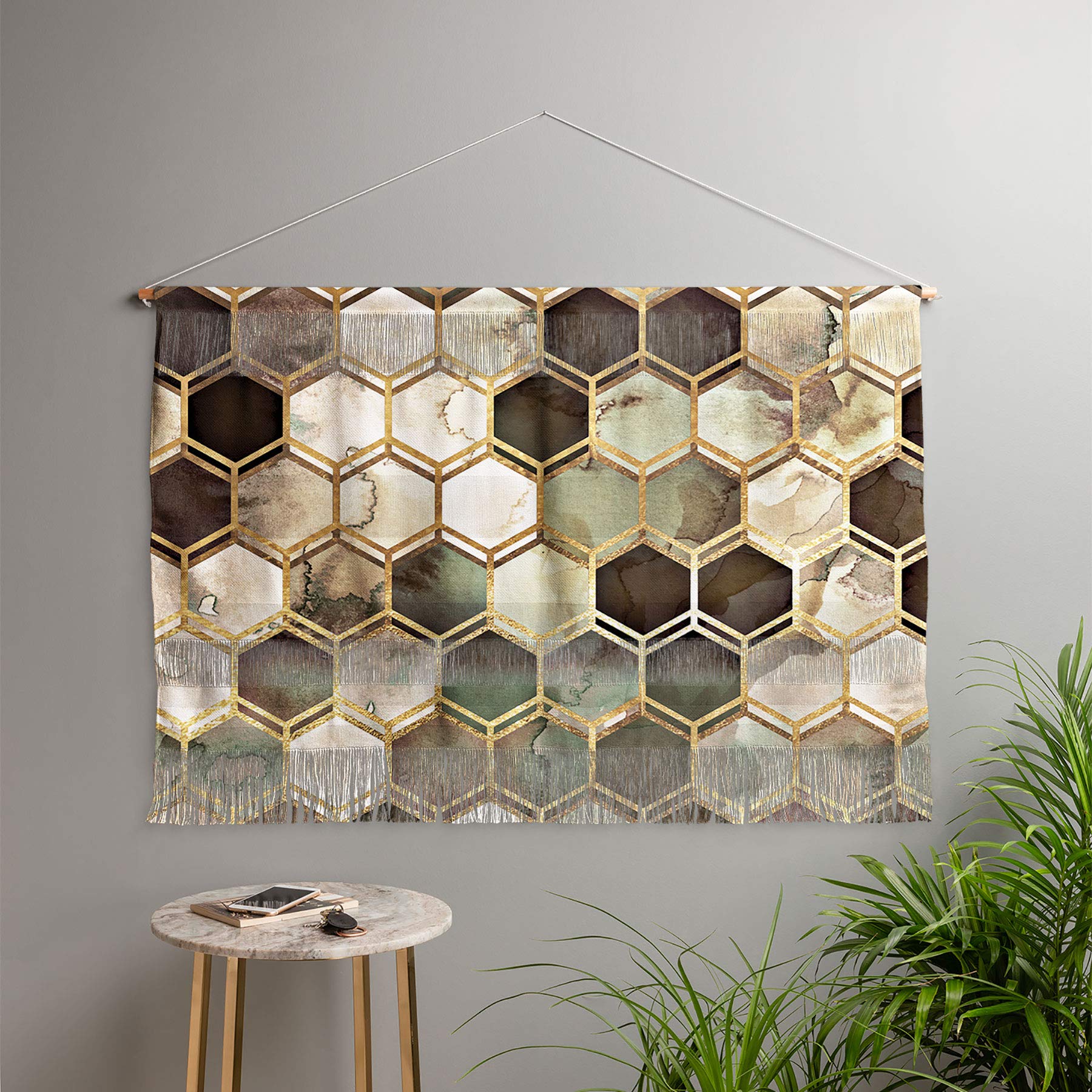 Monika Strigel Rugged Marble Earth Tones Fiber Wall Hanging Tapestry - 47x32 Inches, Bohemian Home Decor for Living Room, Bedroom & Dorm
