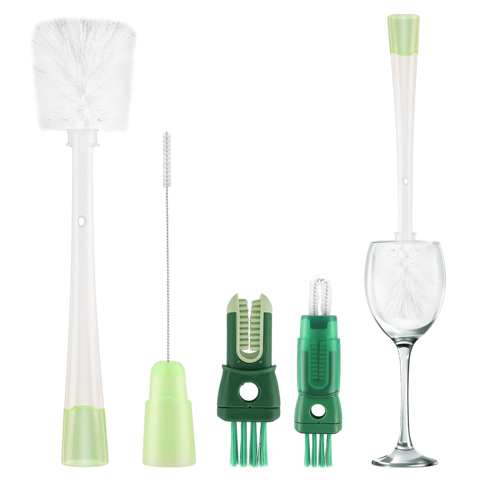 5-in-1 Water Bottle Brush Set - Clean Cups, Lids & Straws for Home & Kitchen Use