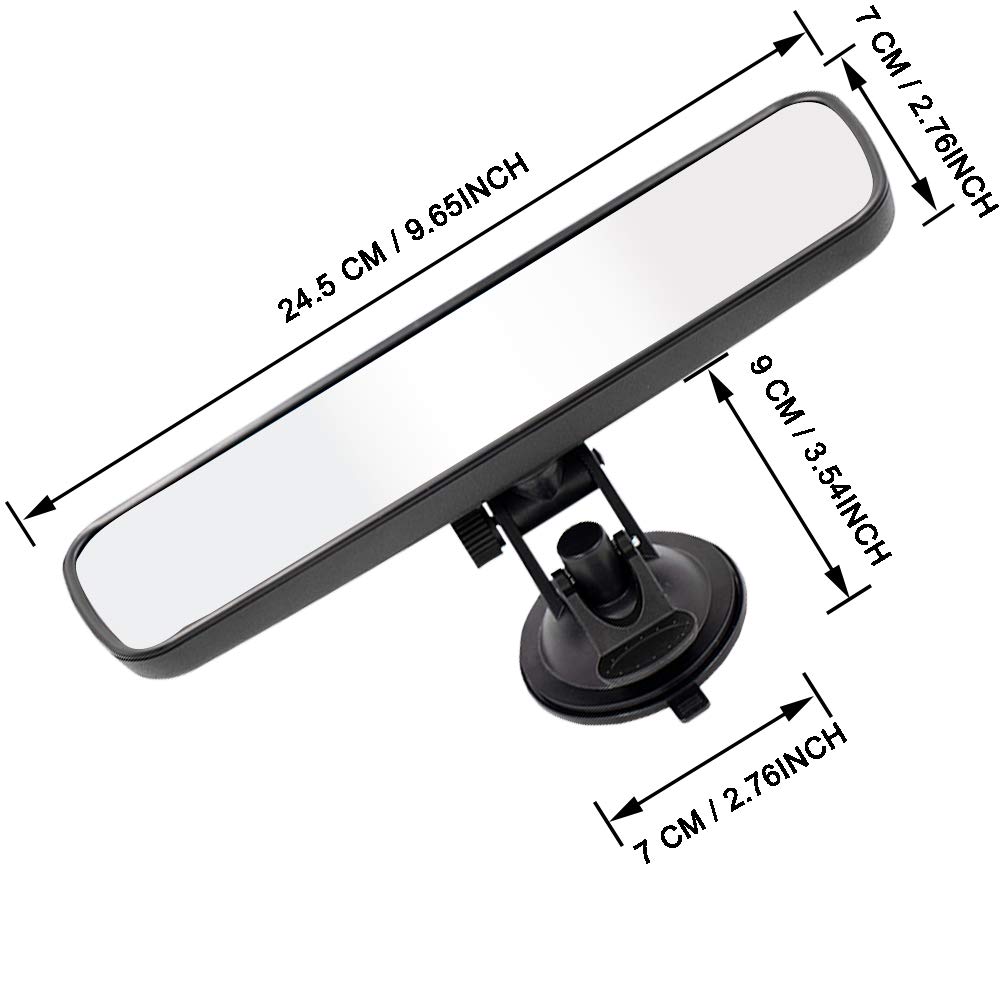LECAMEBOR Universal HD Anti-Glare Rear View Mirror for Cars - Thickened Design with Adjustable Suction Cup - Perfect for Night Driving & Enhanced Road Safety