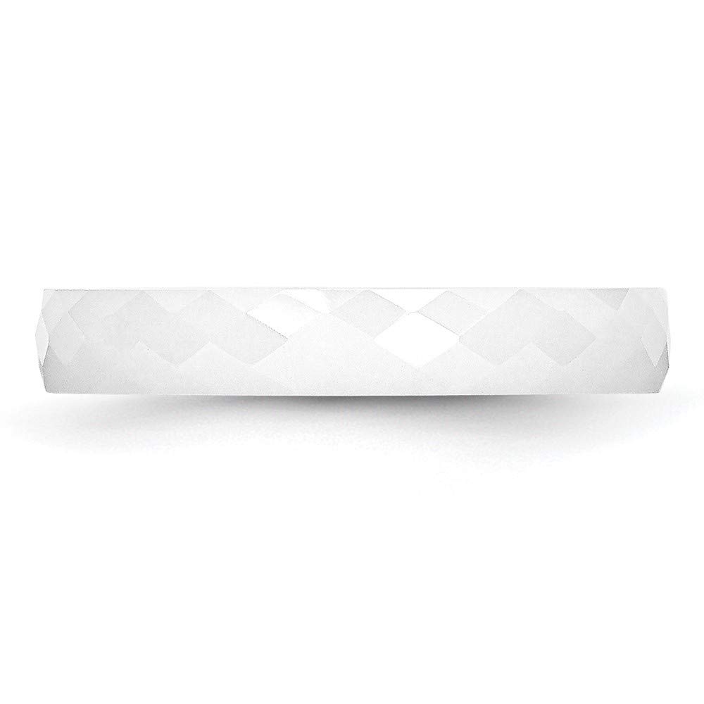 4mm White Ceramic Faceted Bridal Engagement Wedding Band Ring - Elegant Fine Jewelry for Women - Perfect Gift for Her - Ideal for Proposals, Anniversaries & Special Occasions