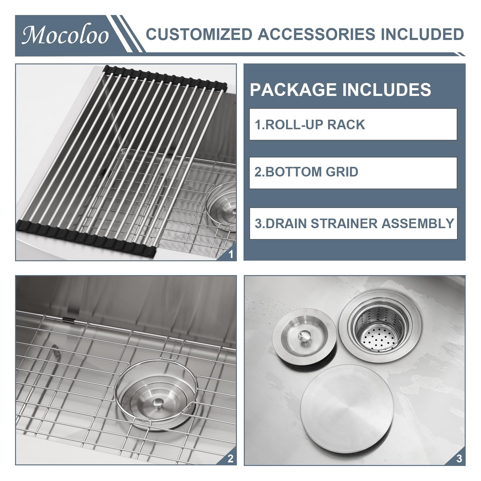 36 Inch Farmhouse Apron Front Kitchen Sink - 16 Gauge Stainless Steel Deep Single Bowl Handmade Farm Sink by Mocoloo - Perfect for Rustic Kitchens, Country Homes & Modern Farmhouse Decor