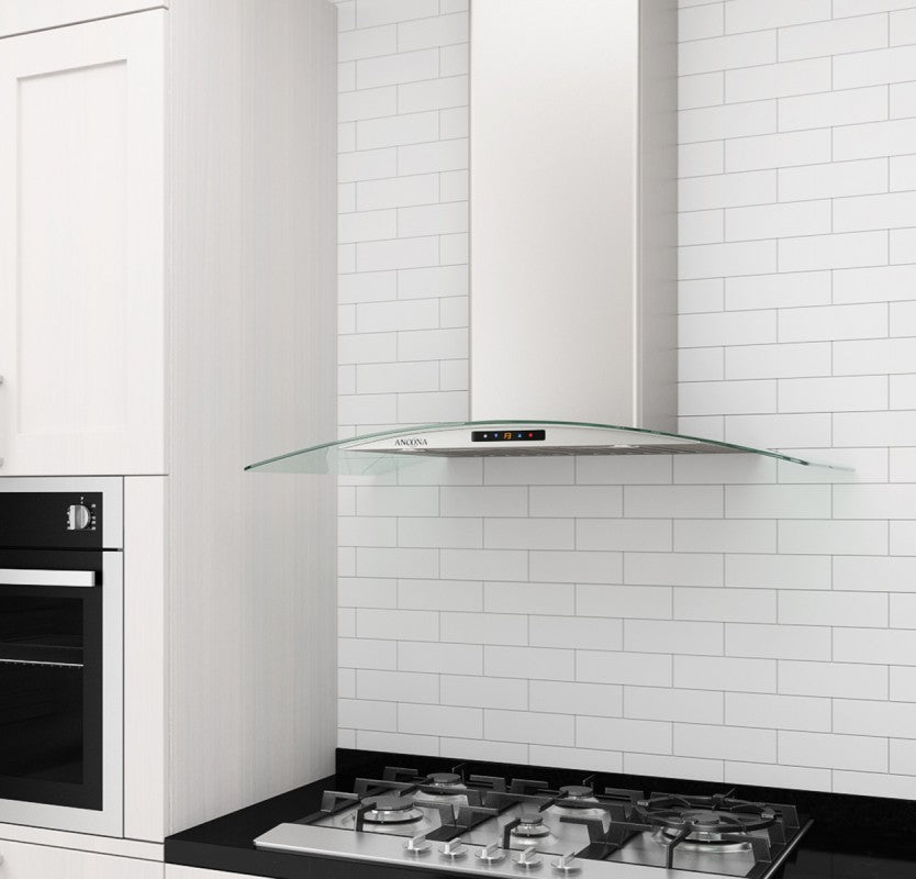 GCC430 30-Inch Stainless Steel Wall Mount Range Hood with Glass Canopy - Powerful 900 CFM Kitchen Vent Hood for Smoke and Odor Removal - Perfect for Modern Home Kitchens and Open Concept Living Spaces