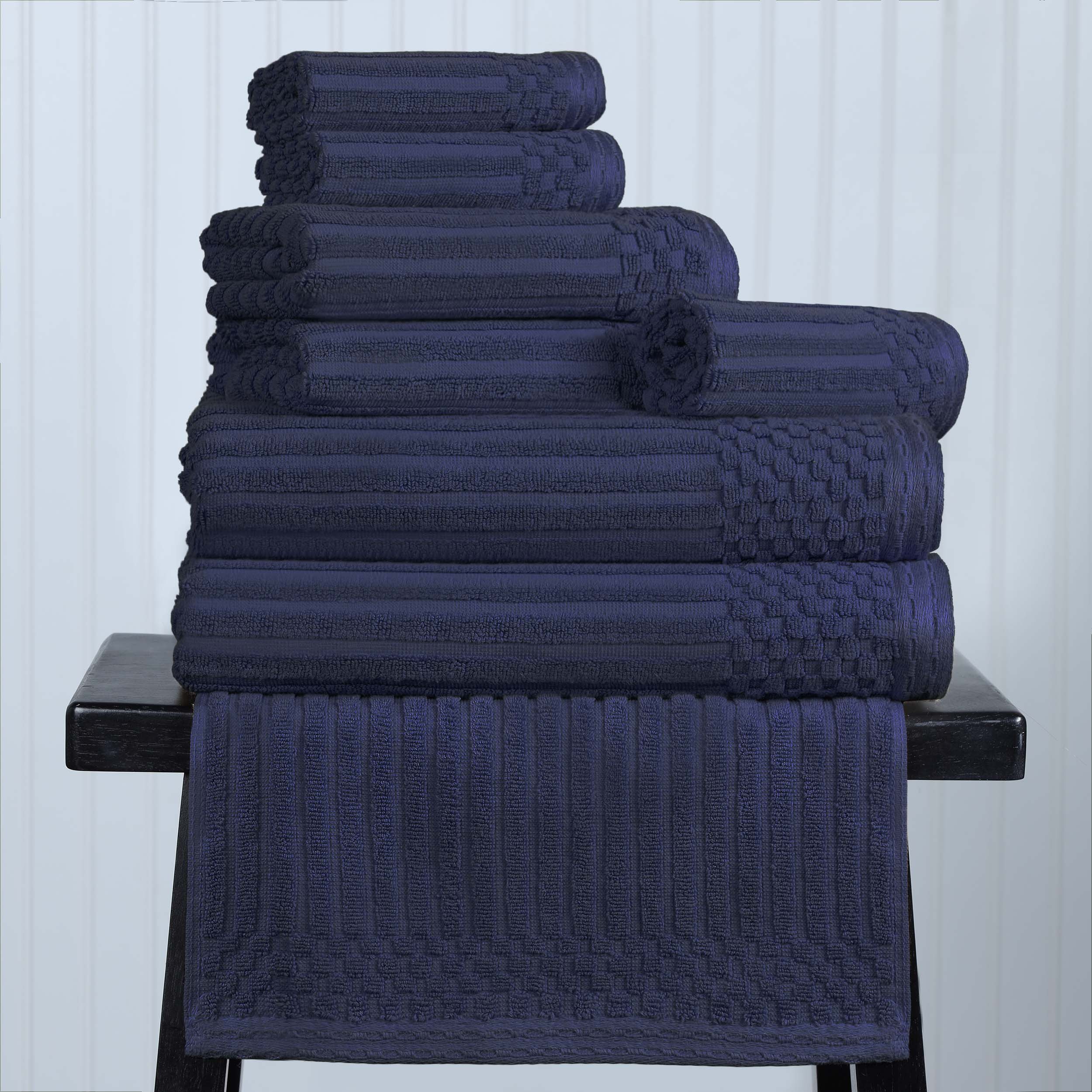 Premium 8-Piece Cotton Ribbed Towel Set - Soft, Absorbent & Medium Weight Bath Towels for Spa, Gym & Luxury Home Use