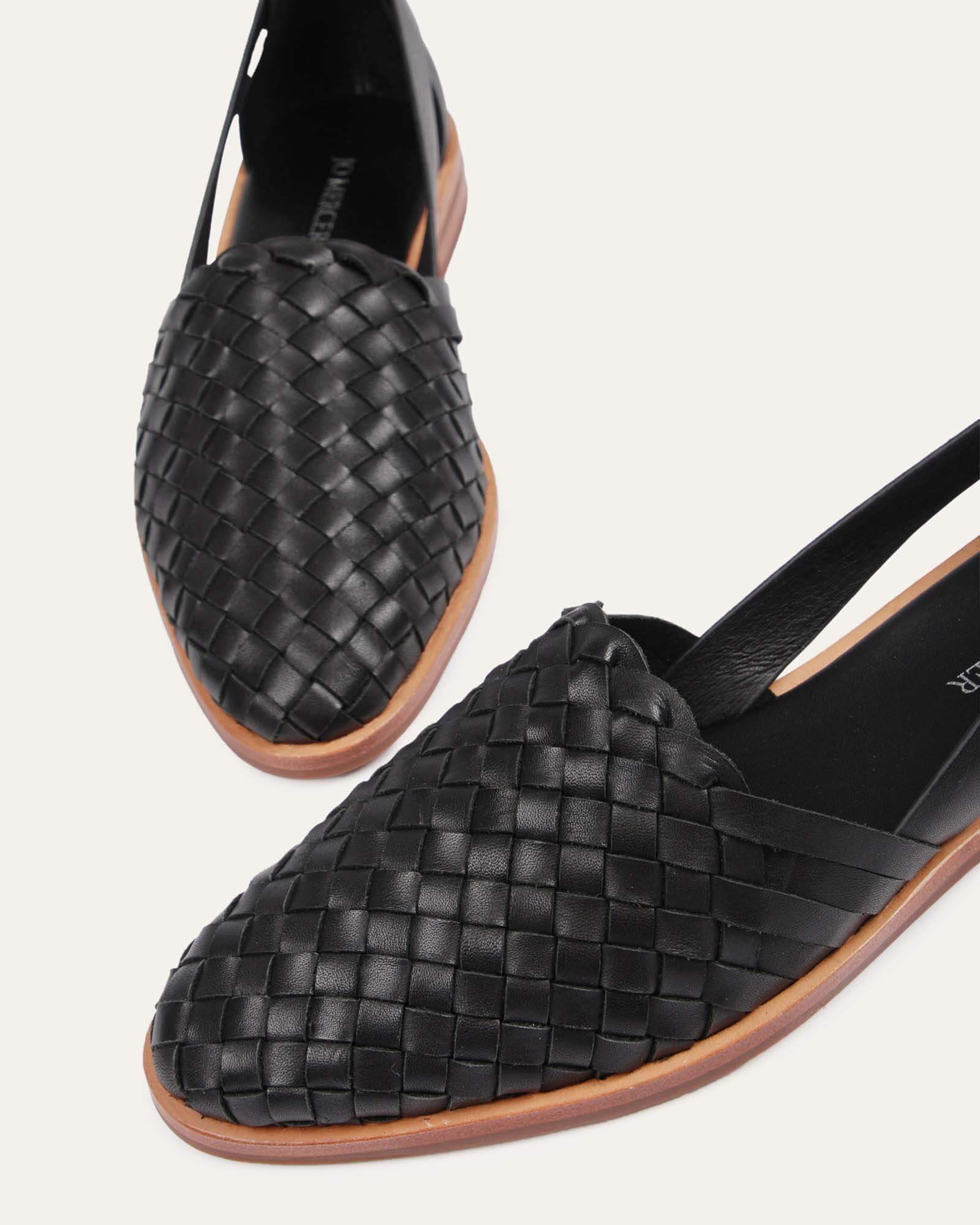 WISDOM Women's Black Leather Casual Flats - Comfortable Slip-On Shoes for Work, Travel & Everyday Wear