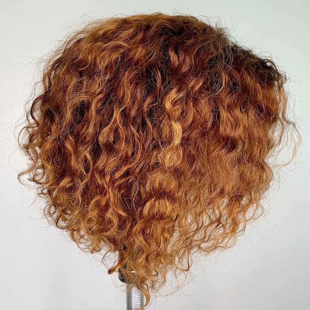 Ombre Deep Wave Bob Wig - HD Transparent Lace Front Human Hair Wig with Pre-Plucked Hairline & Bleached Knots | Brazilian Remy Hair 1B/27 Color | 13x4 Glueless Lace Front | 150% Density 10 Inch | Perfect for Daily Wear, Parties & Cosplay