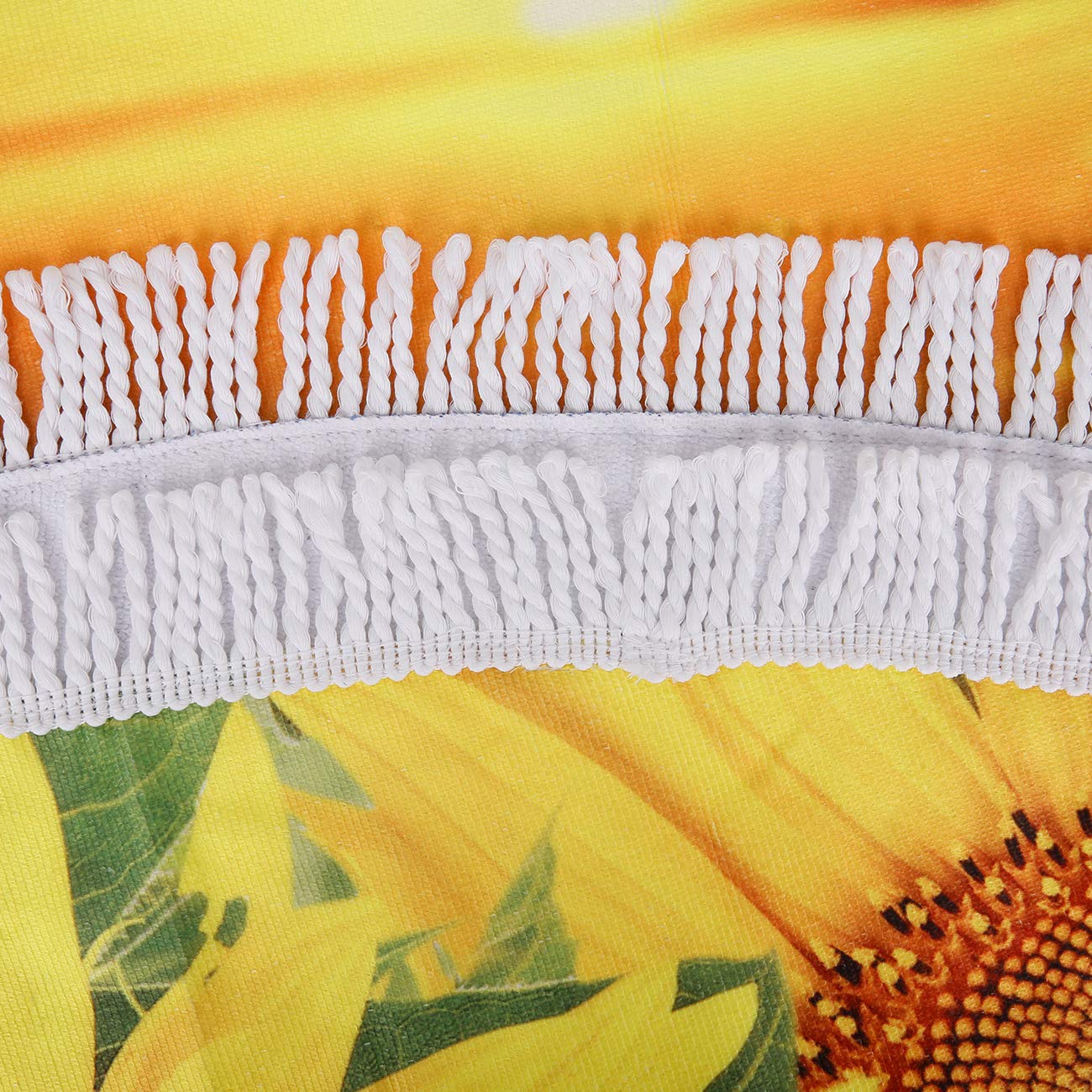 Violet Mist Sunflower Round Beach Blanket 60x60 Inch - Ultra Soft Microfiber Sand-Free Circular Towel with Fringe & Tassels - Perfect for Beach, Pool, Picnic, Travel and Outdoor Activities