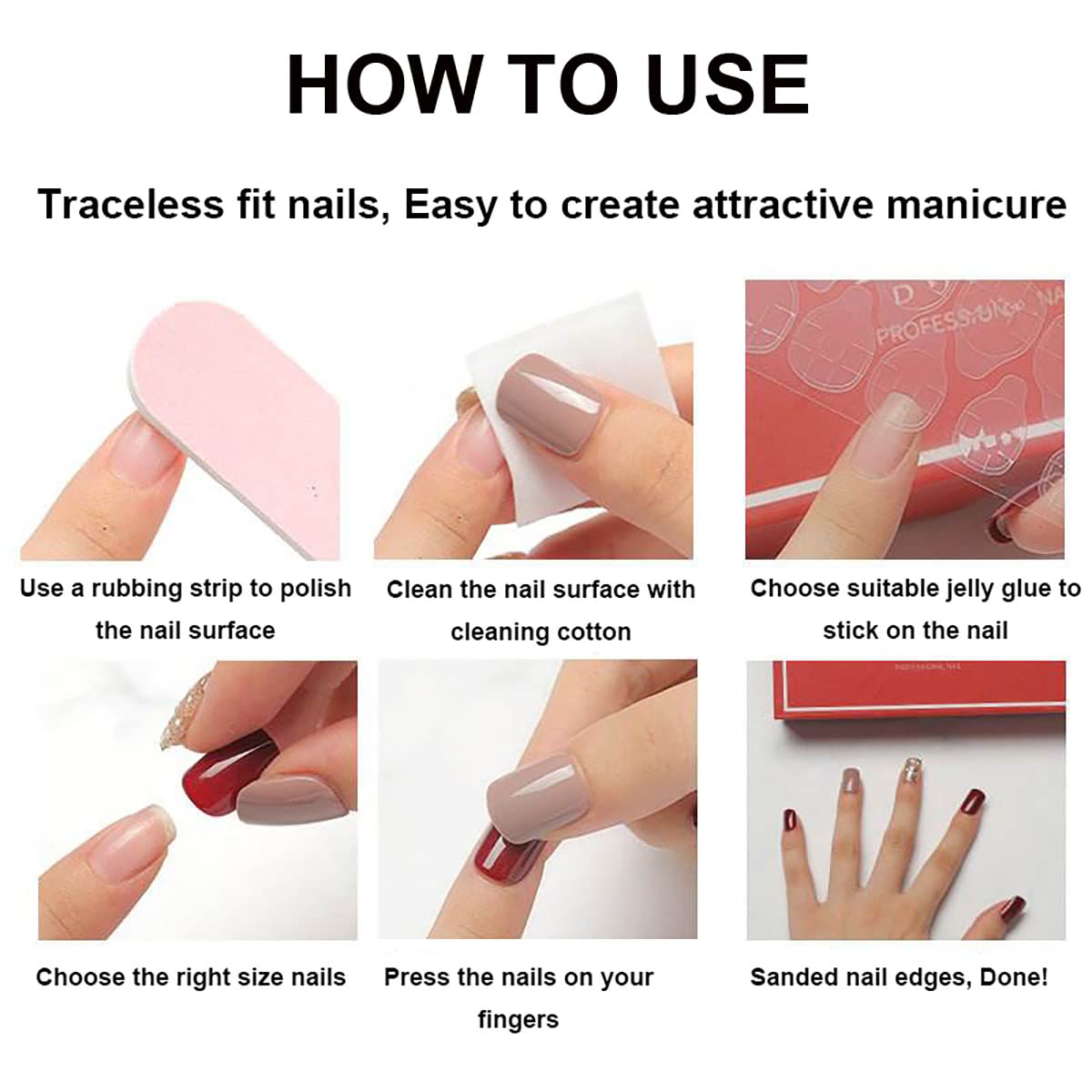 24Pcs Short Almond Press on Nails - Red Glitter Sequins Flower Design with Glue - Full Cover Acrylic Fake Nails for Women - Perfect for Parties, Weddings & Everyday Manicure Decorations