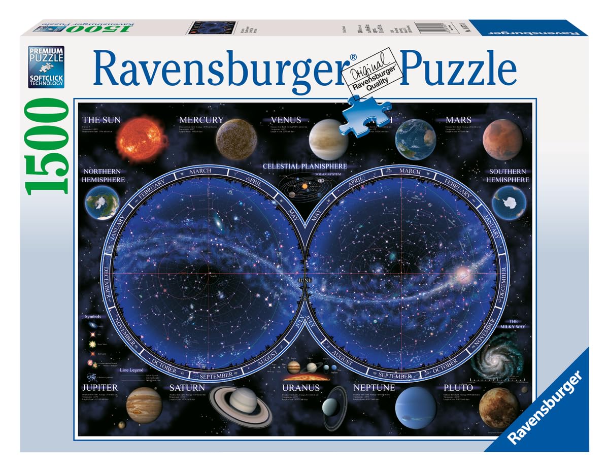 Ravensburger 1500 Piece Adult Jigsaw Puzzle - Celestial Planisphere Star Map - 16373 | Perfect for Astronomy Lovers, Home Decor & Relaxing Family Activities