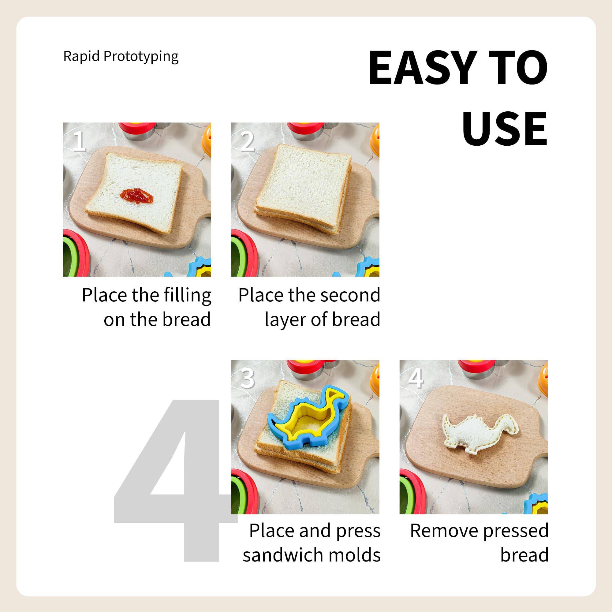 9-Piece Sandwich Cutter and Sealer Set - Uncrustables Maker for Lunch Boxes & Bento Boxes - Fun Cookie Cutters for Kids - Perfect for School Lunches, Picnics, and Parties