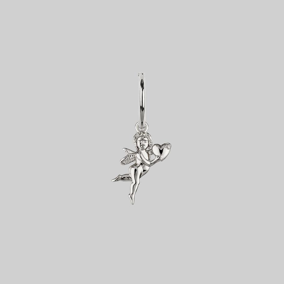 Cupid & Psyche Silver Lovers Hoop Earrings for Women - Romantic Gift for Valentine's Day, Anniversary, or Date Night