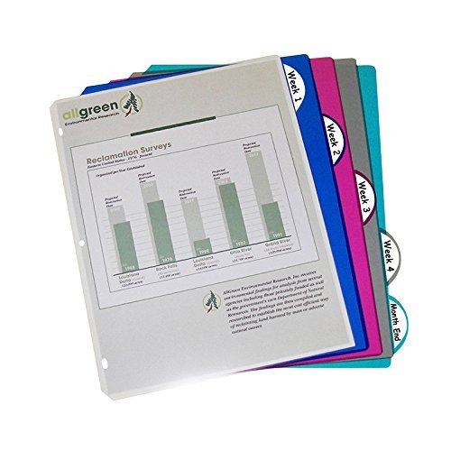 5-Tab Poly Index Dividers - Assorted Colors, 5 Standard Tabs - C-Line Products Inc - Perfect for Office, School, and Home Organization