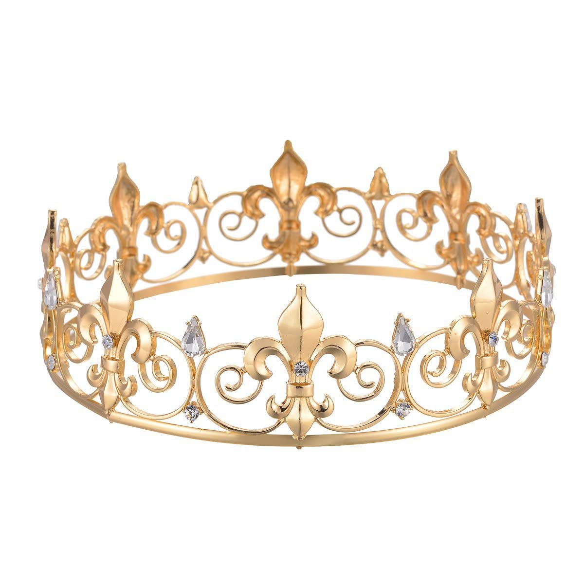 Royal Full King Crown & Tiaras Set - Gold Metal Cosplay Costume Accessories for Homecoming, Prom, Weddings & Birthday Parties - Perfect for Medieval Theme Events, Renaissance Fairs & Royalty-Themed Decorations