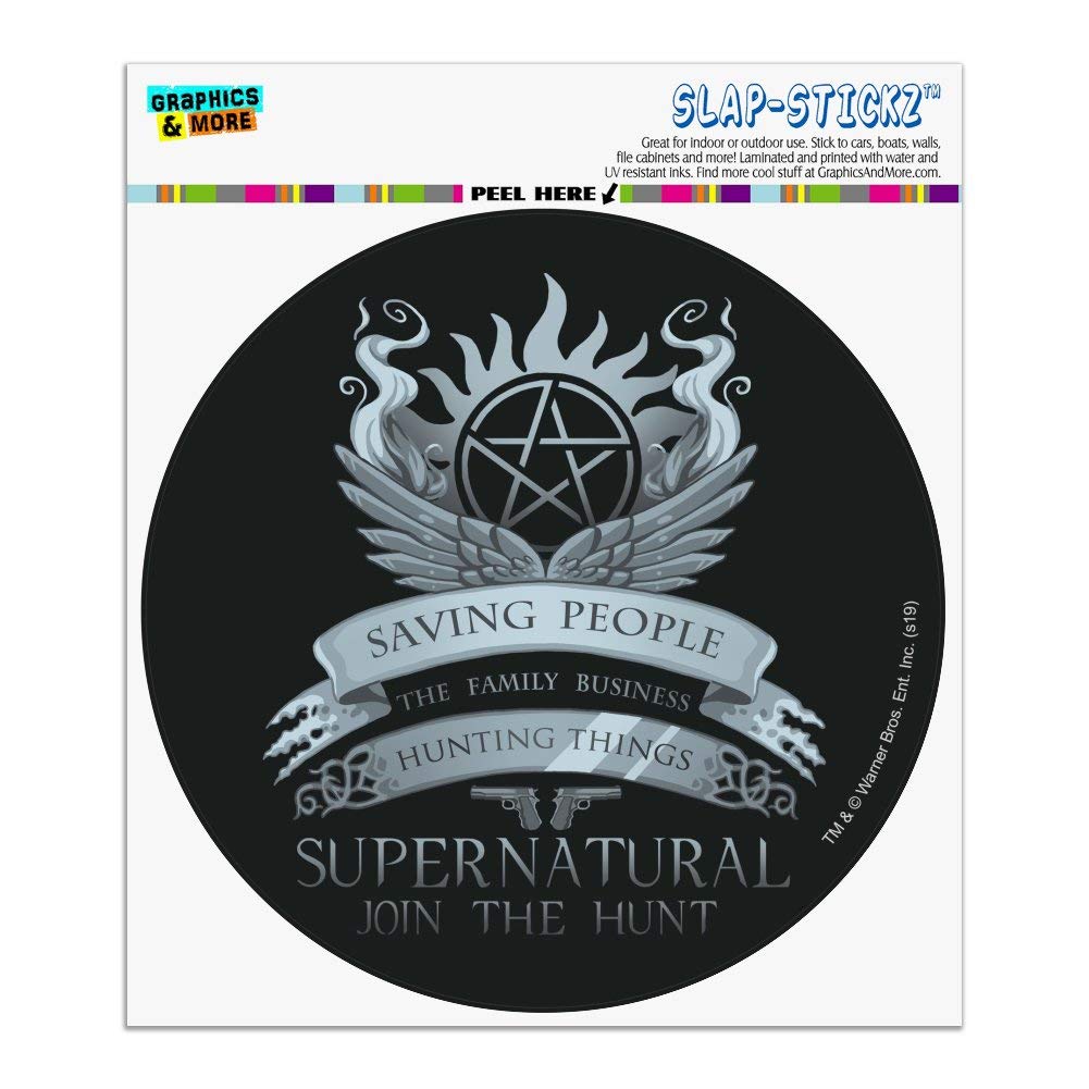 Supernatural Saving People Hunting Things Car Window Decal - Circle Bumper Sticker for Fans - Perfect for Cars, Laptops & Water Bottles