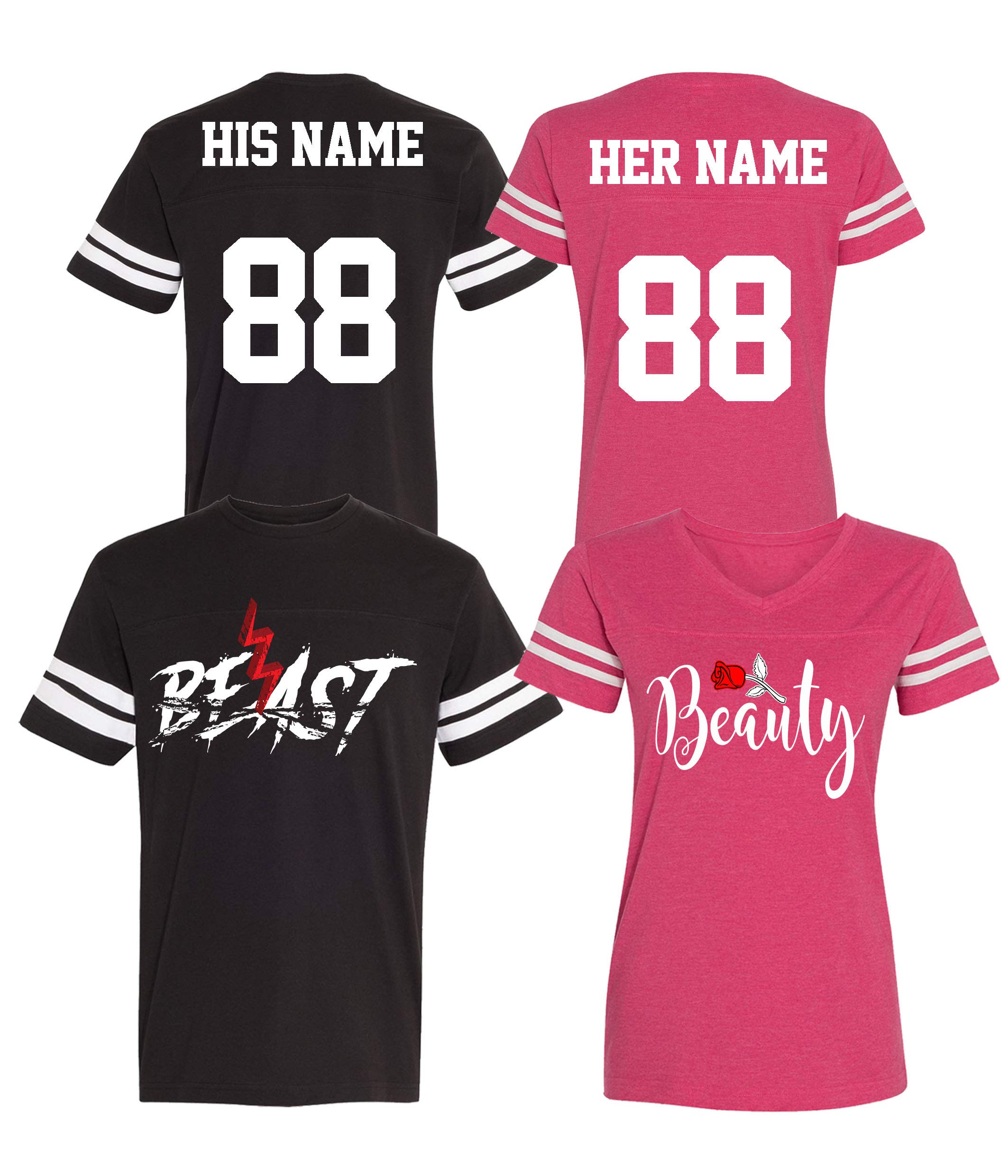 Custom Cotton Couple Jerseys - His & Her Matching T-Shirts for Valentine's Day, Anniversary Gifts & Romantic Date Nights