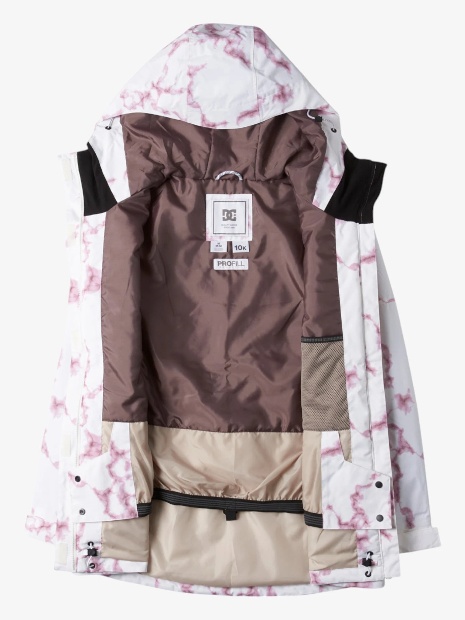 DC Women's Snow Cruiser Jacket in White & Pink - Waterproof Winter Coat for Skiing, Snowboarding & Outdoor Activities