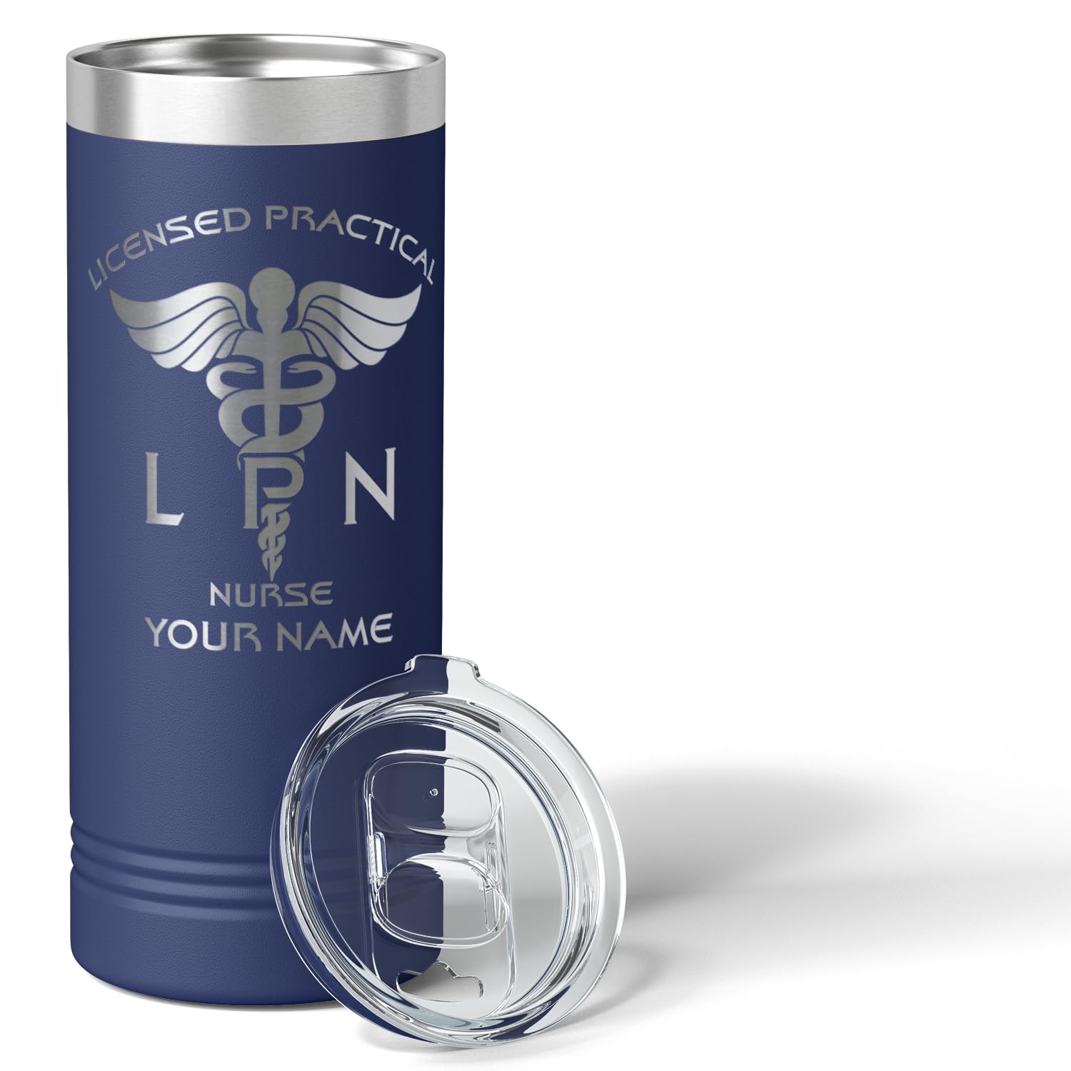 Personalized LPN Licensed Practical Nurse Gift - Custom Engraved 22oz Navy Blue Stainless Steel Skinny Tumbler for Men & Women | Great for Nurses Week, Graduation Gifts & Daily Use at Hospitals