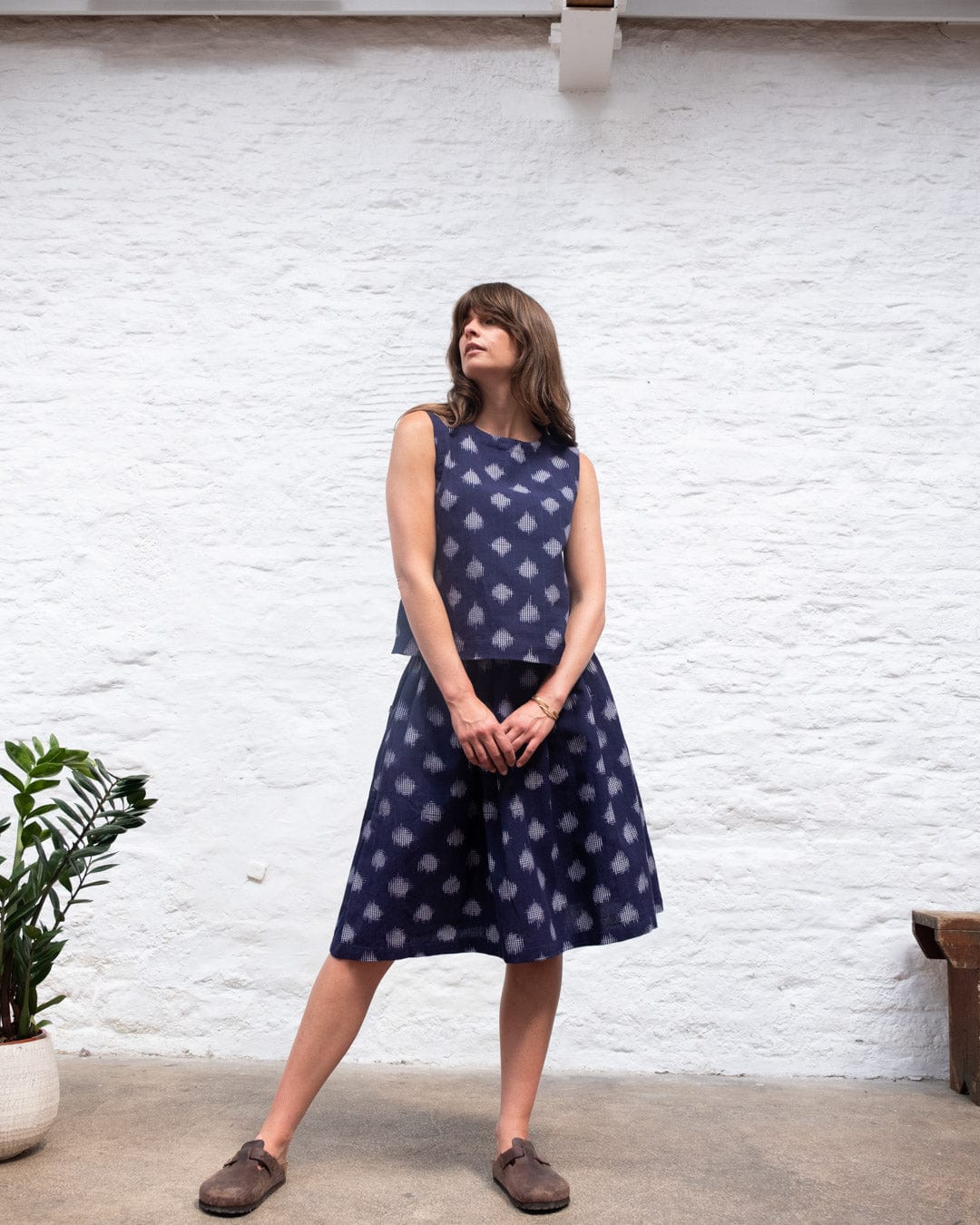 Jordan Women's Cotton Casual Skirt | Indigo Dot Print | Comfortable Summer Skirt for Women | Perfect for Beach, Vacation & Everyday Wear