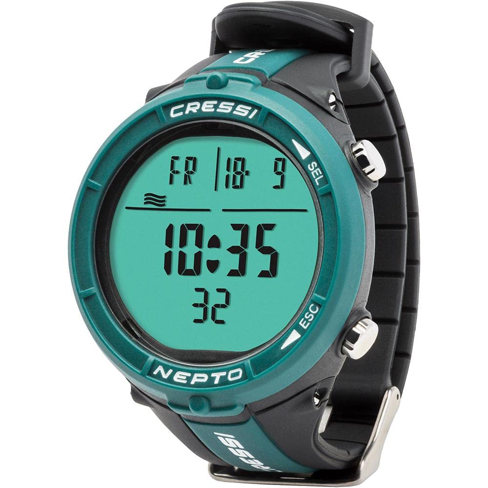 Cressi Nepto Freediving Watch Computer - Fully Customizable Dive Watch with Depth Gauge - Anti-Taravana Protection - Italian Made Scuba Diving Gear for Spearfishing & Underwater Exploration
