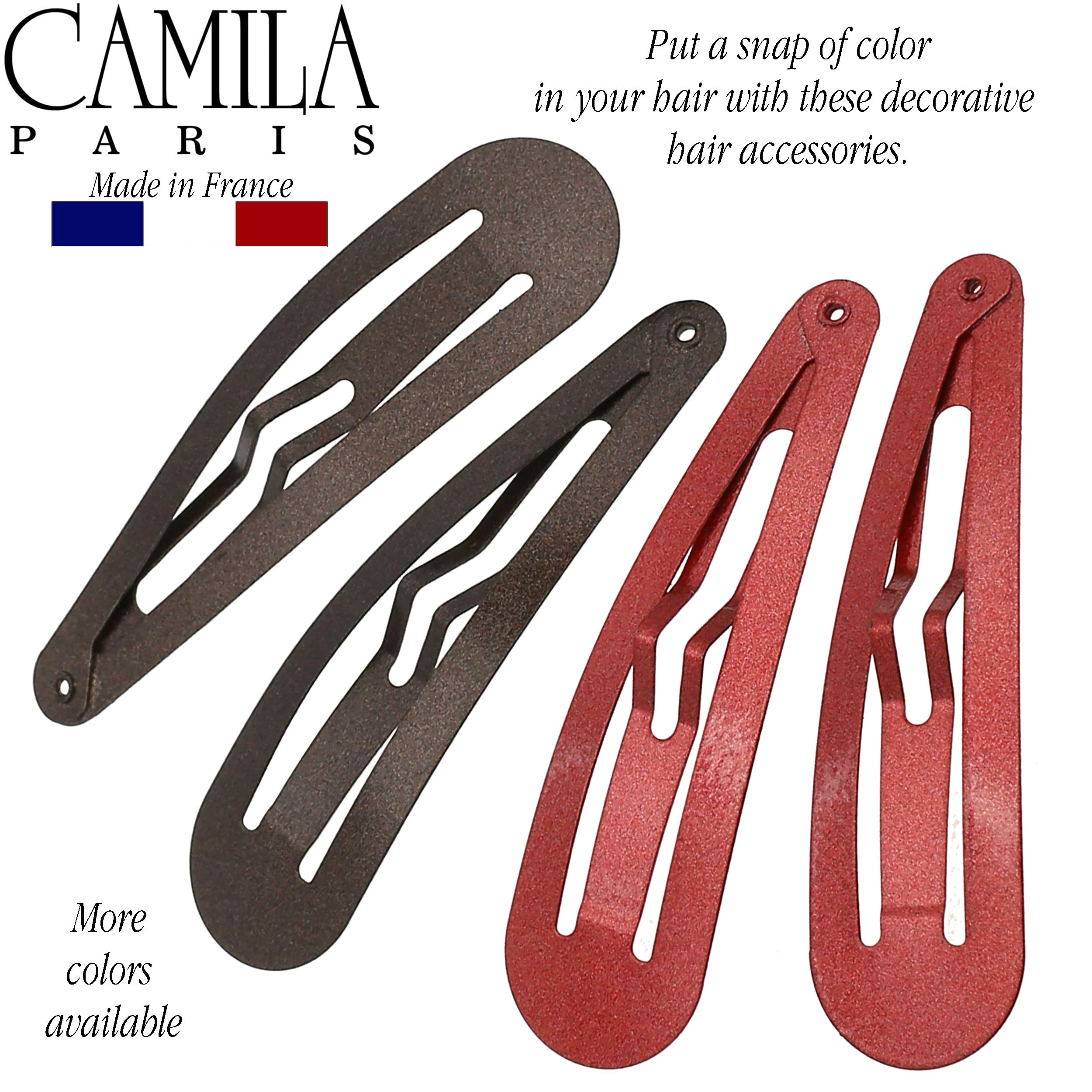 Camila Paris CP1330F French Hair Barrettes Clips for Women - Strong Hold No Slip Metal Snap Hair Slides | Elegant Hair Accessories for Styling, Work & Special Occasions | Made in France