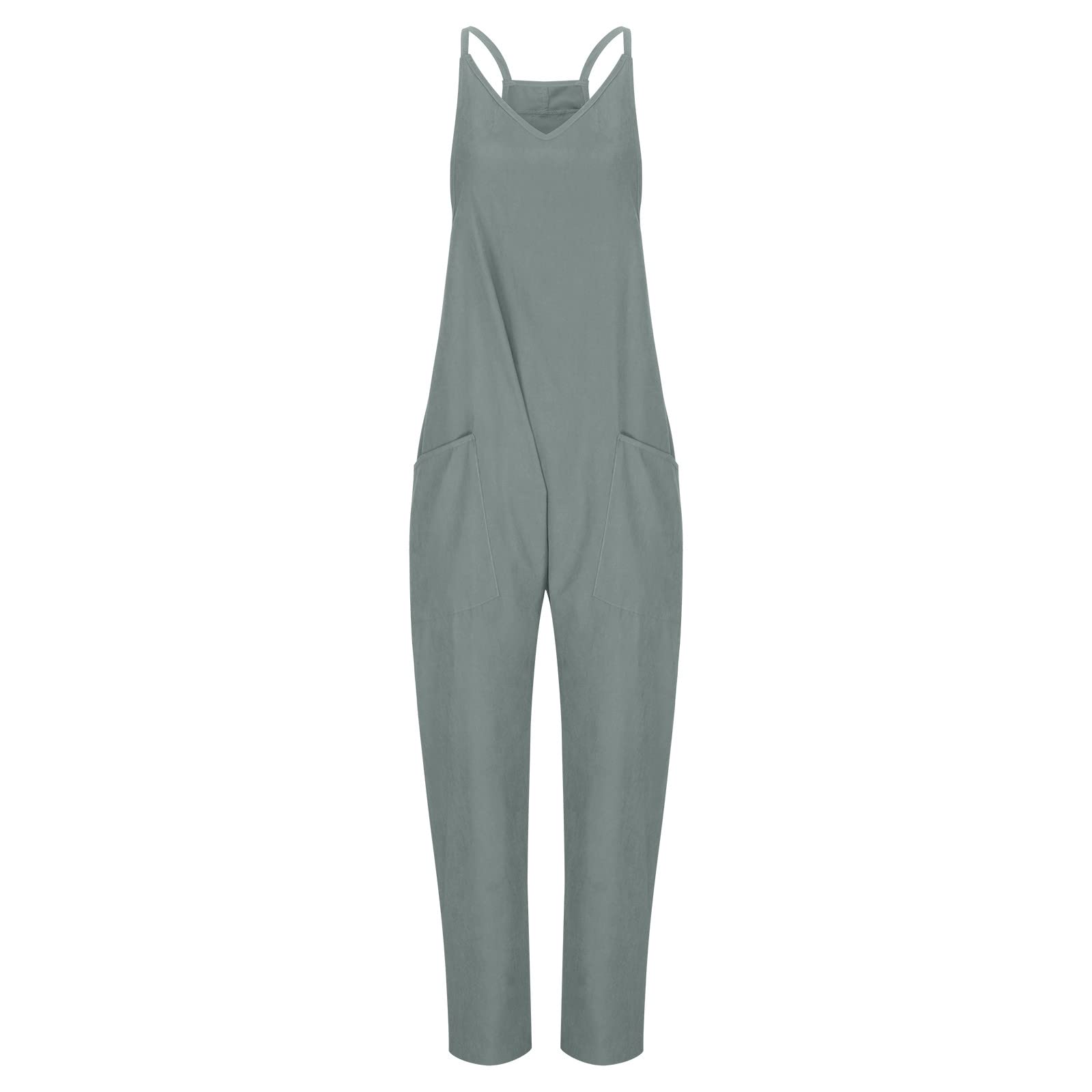 Women's Summer Sleeveless Jumpsuit with Pockets - Casual Romper for Outings