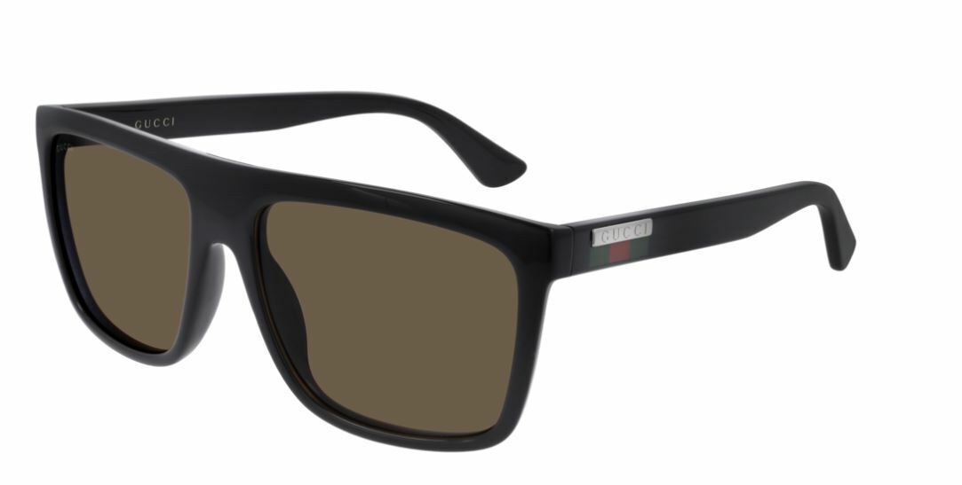 Gucci GG 0748S 002 Black/Brown Rectangle Polarized Sunglasses for Men - UV Protection, Luxury Fashion Accessory for Driving, Beach & Outdoor Activities