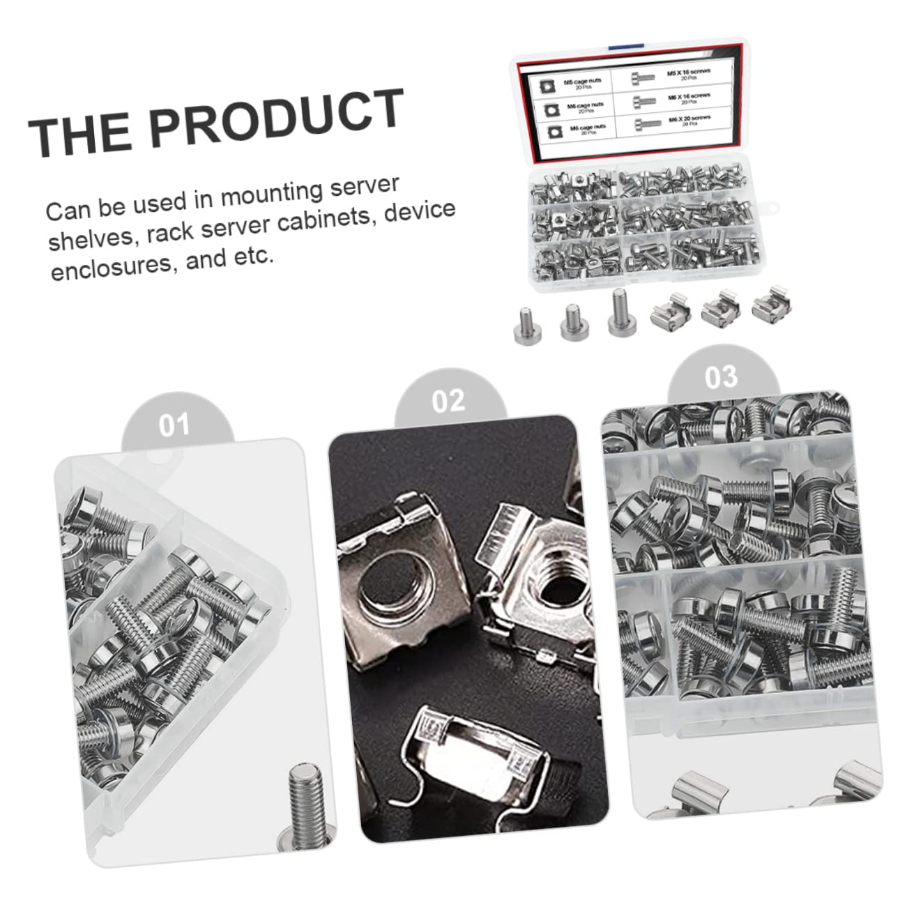 AOKWAWALIY 1 Set Server Rack Screws Kit - Includes Cage Nuts, Rack Mount Screws, and Hardware for Server Cabinets - Durable Carbon Steel Construction - Perfect for IT, Data Center, and Computer Rack Installation