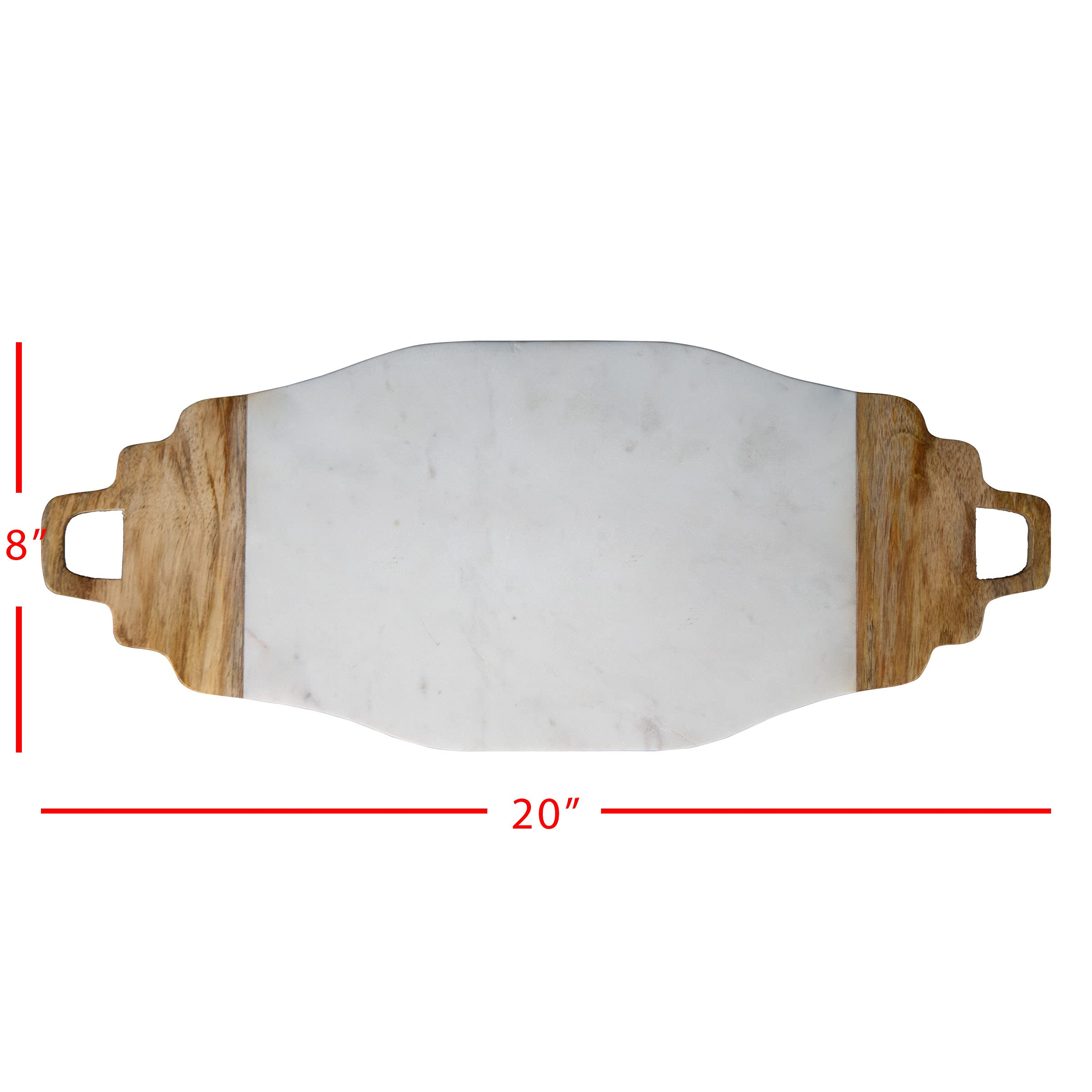 Premium White Marble & Wood Cutting Board - 20