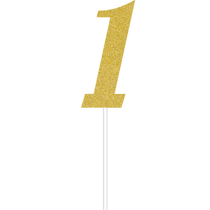 12-Piece Bulk Gold Number One Cake Toppers for Birthday, Anniversary & Graduation Parties - Premium Decorations for Cakes, Cupcakes & Desserts