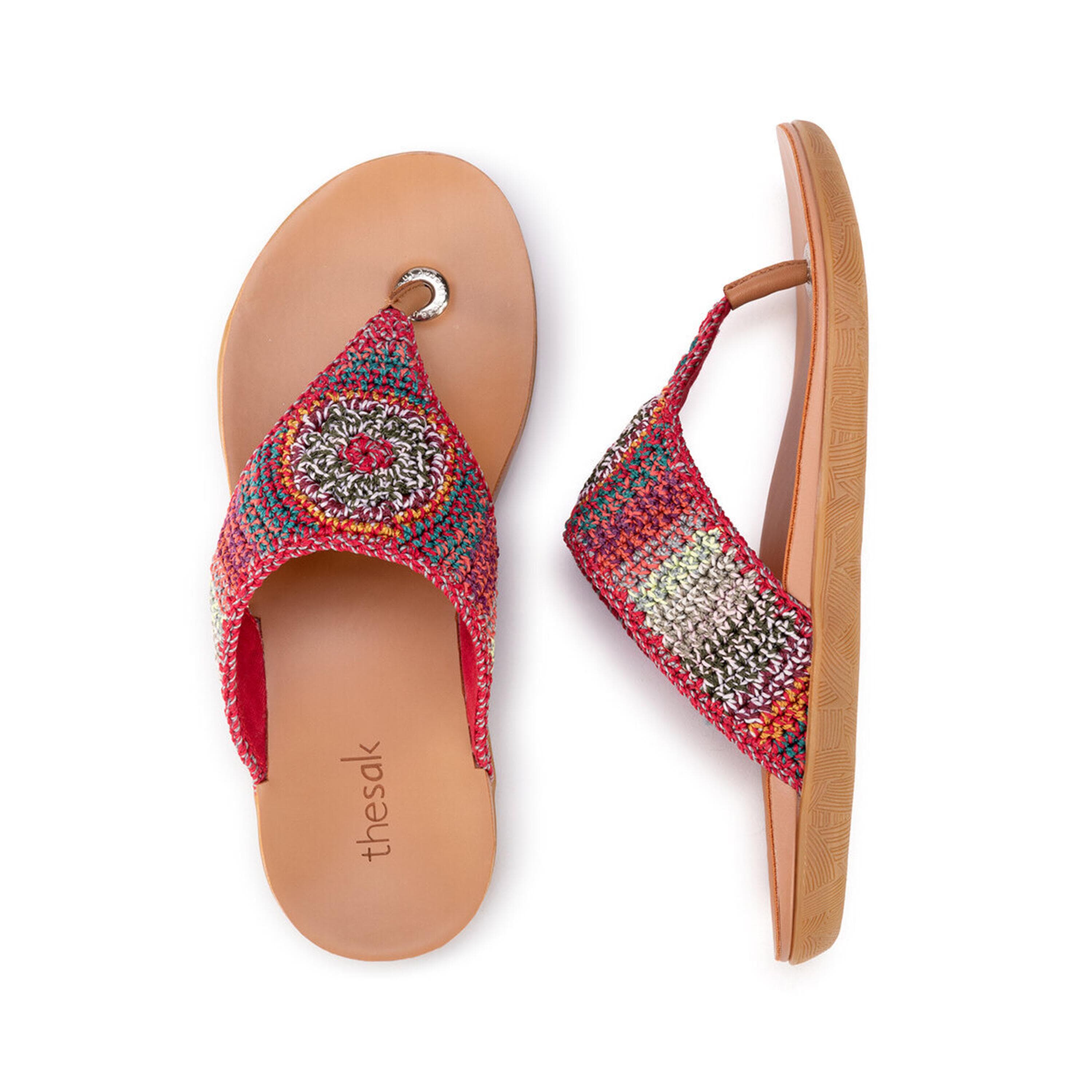 Hand Crochet Shana Sandal with Sunset Stripe Design - Comfortable Bohemian Beach Sandals for Women | Perfect for Summer Vacations, Beach Walks and Music Festivals