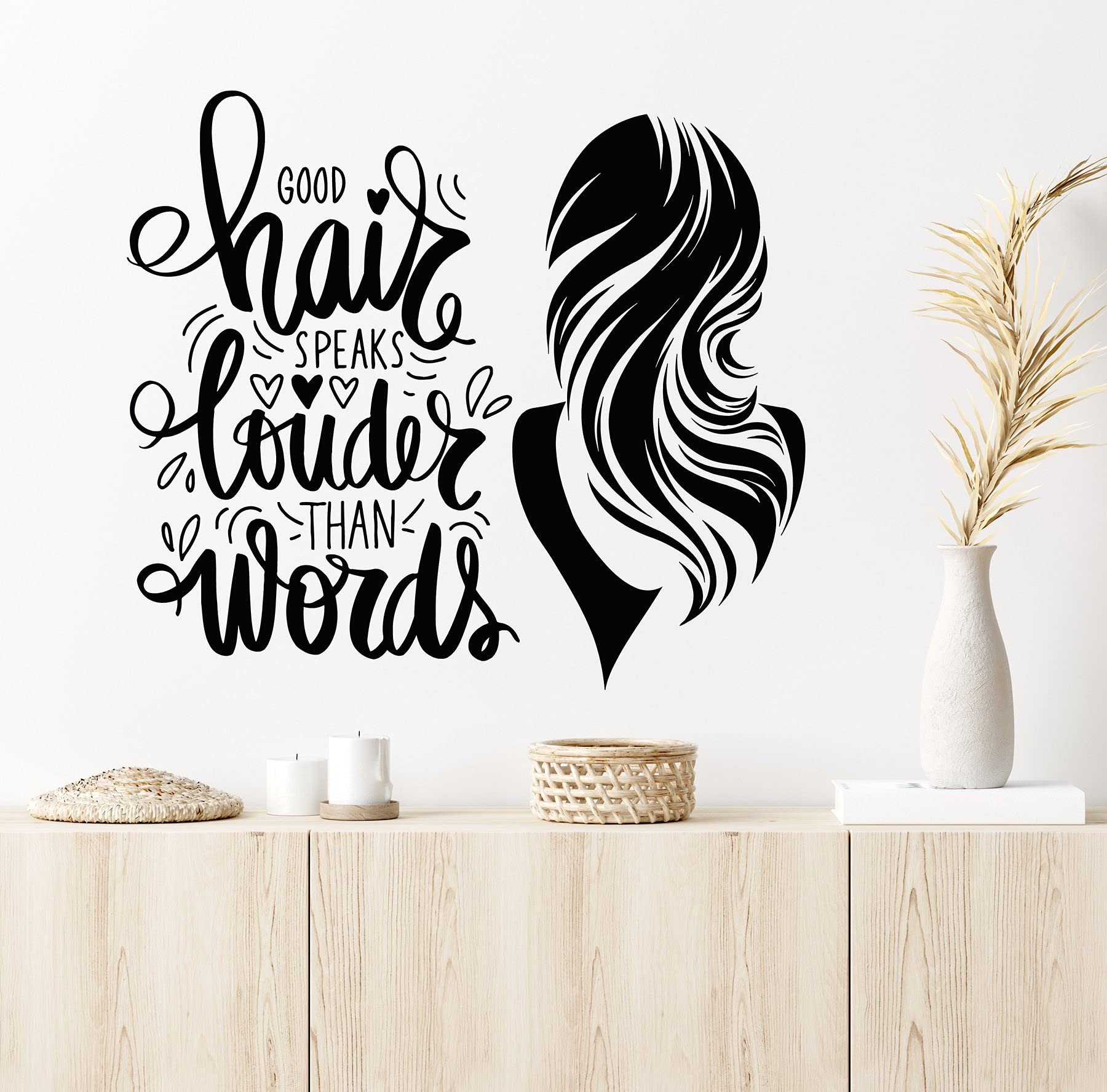 VVWV Stylish Hair Salon Wall Decal - Beauty Parlor & Spa Decor, Barber Shop Quote Sticker, Makeup & Nail Art Design (55x55 cm) - Perfect for Salon, Spa, Home Decor & Gift Ideas
