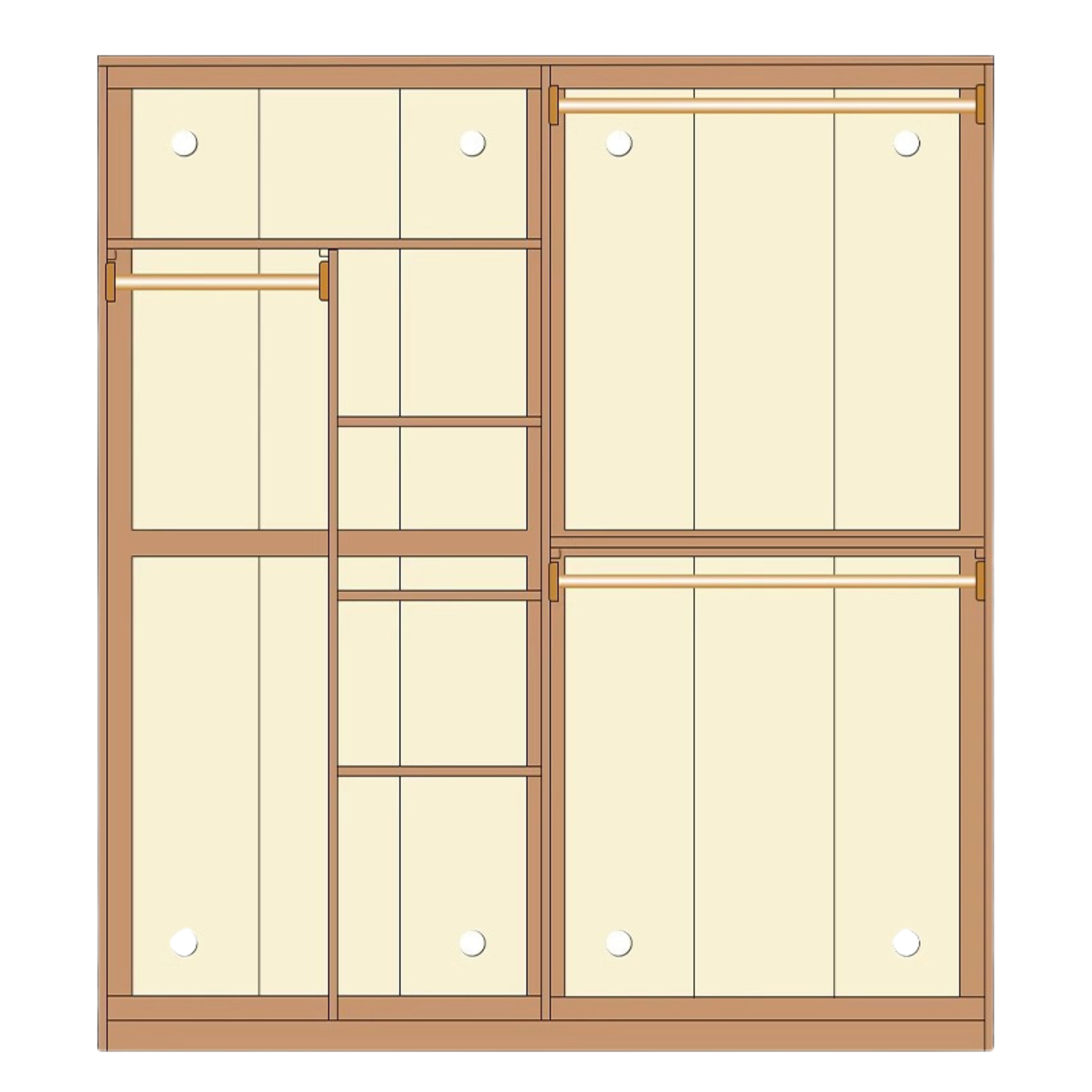 Solid Oak Wood Narrow Wardrobe - Slim Space-Saving Closet for Bedroom, Hallway, or Small Apartment