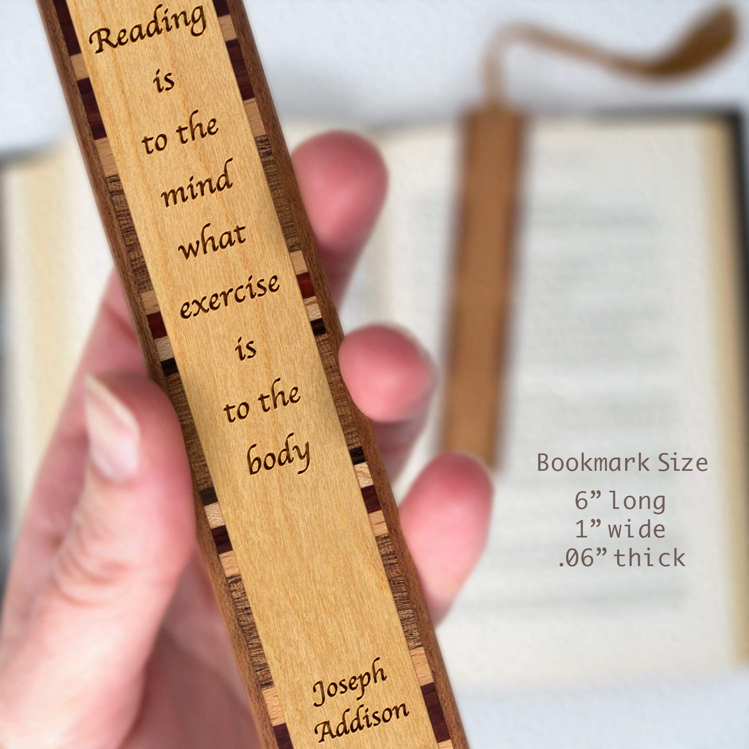 Joseph Addison Reading Quote Engraved Wooden Bookmark - Handmade in USA - Personalized Gift for Book Lovers - Perfect for Book Clubs, Reading Gifts & Literary Enthusiasts