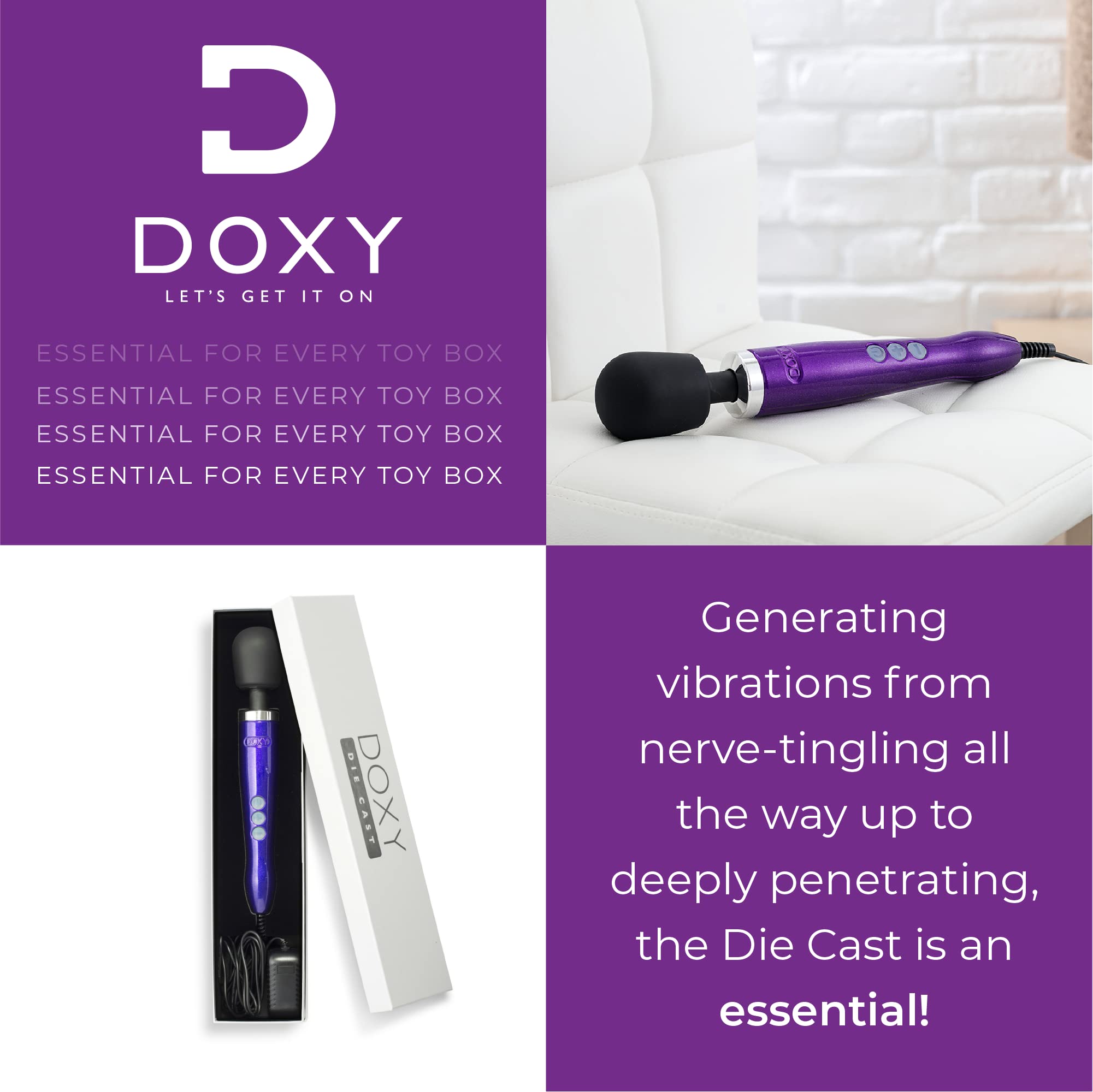 Premium Doxy Die Cast Magic Wand Vibrator for Women - Powerful Purple Massager for Relaxation & Intimate Pleasure | Perfect for Personal Use, Couples & Stress Relief