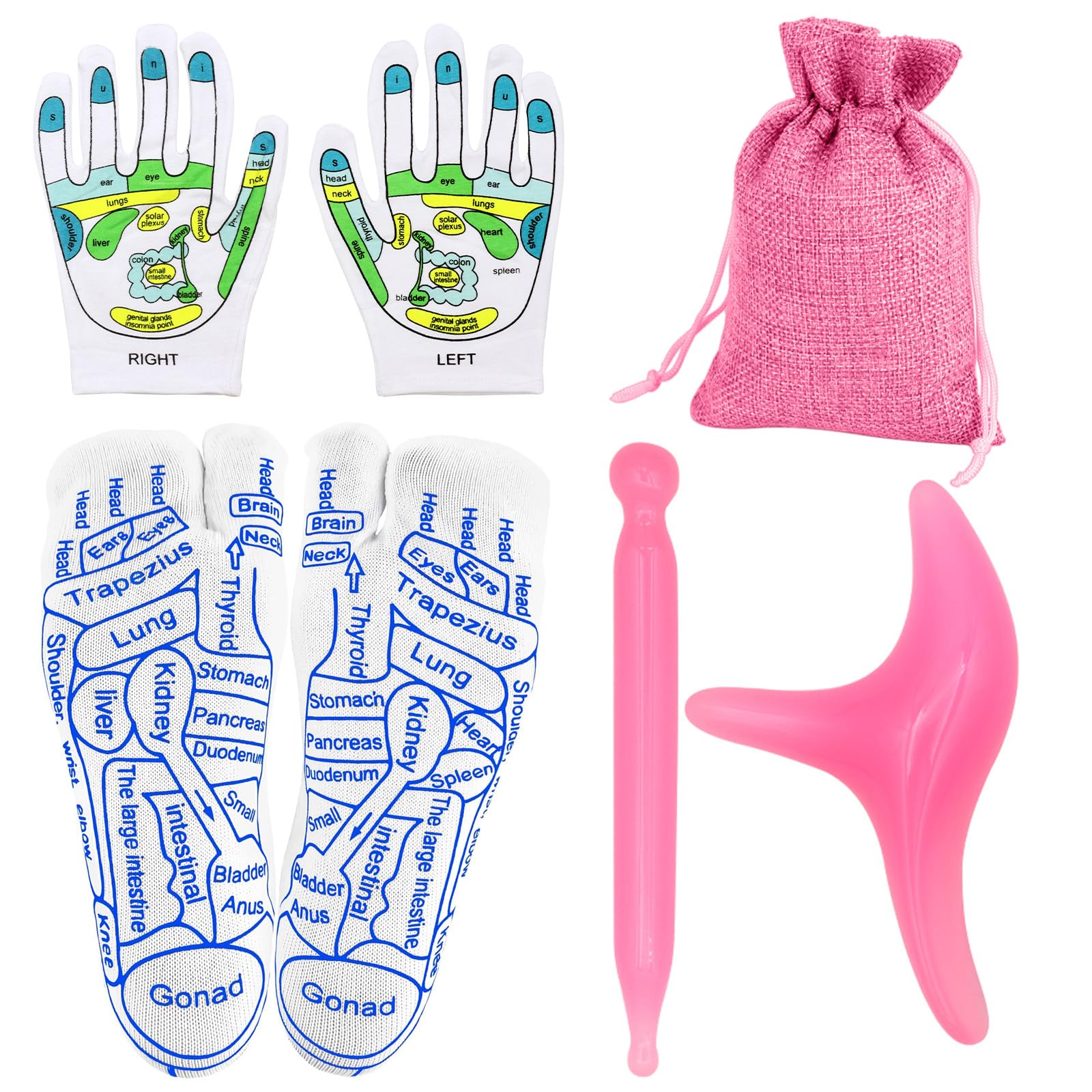 ZYNERY Reflexology Massage Socks with Acupressure Tool - Foot Pain Relief for Women, Pink - Perfect for Relaxation, Stress Relief & Home Spa Therapy