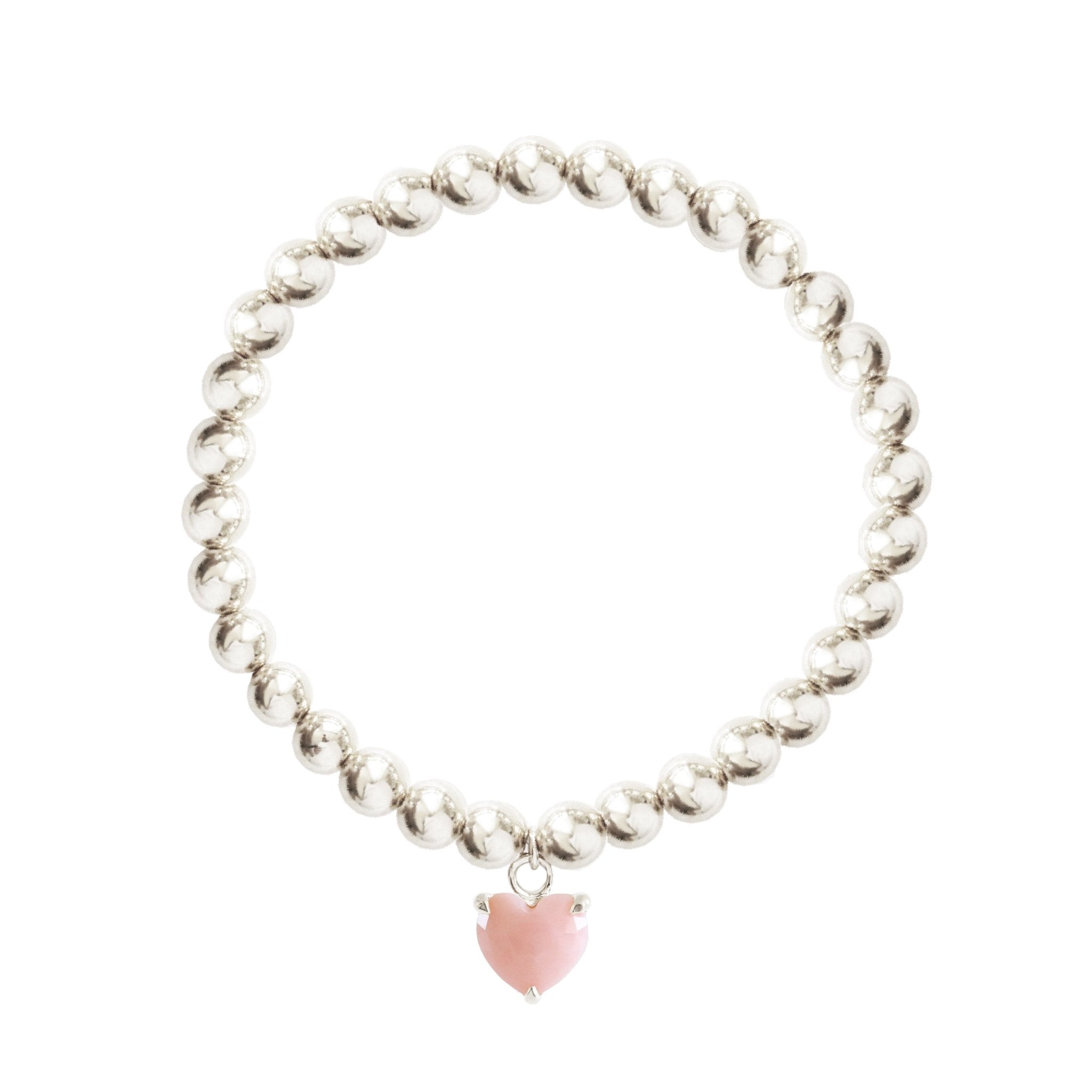 Fraiche Sweetheart Stretch Bracelet - Pink Opal & Silver Jewelry for Women, Elegant Stretchy Beaded Bracelet for Everyday Wear, Gift for Her, Birthday, Anniversary, Valentine's Day