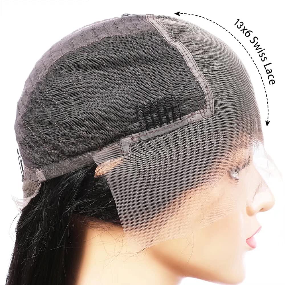 13x6 HD Transparent Lace Front Wig - Brazilian Remy Human Hair Short Bob Wig with Pre-Plucked Hairline & Bleached Knots | Glueless 150% Density 12 Inch Natural Straight Wig for Women | Perfect for Daily Wear, Cosplay & Special Occasions