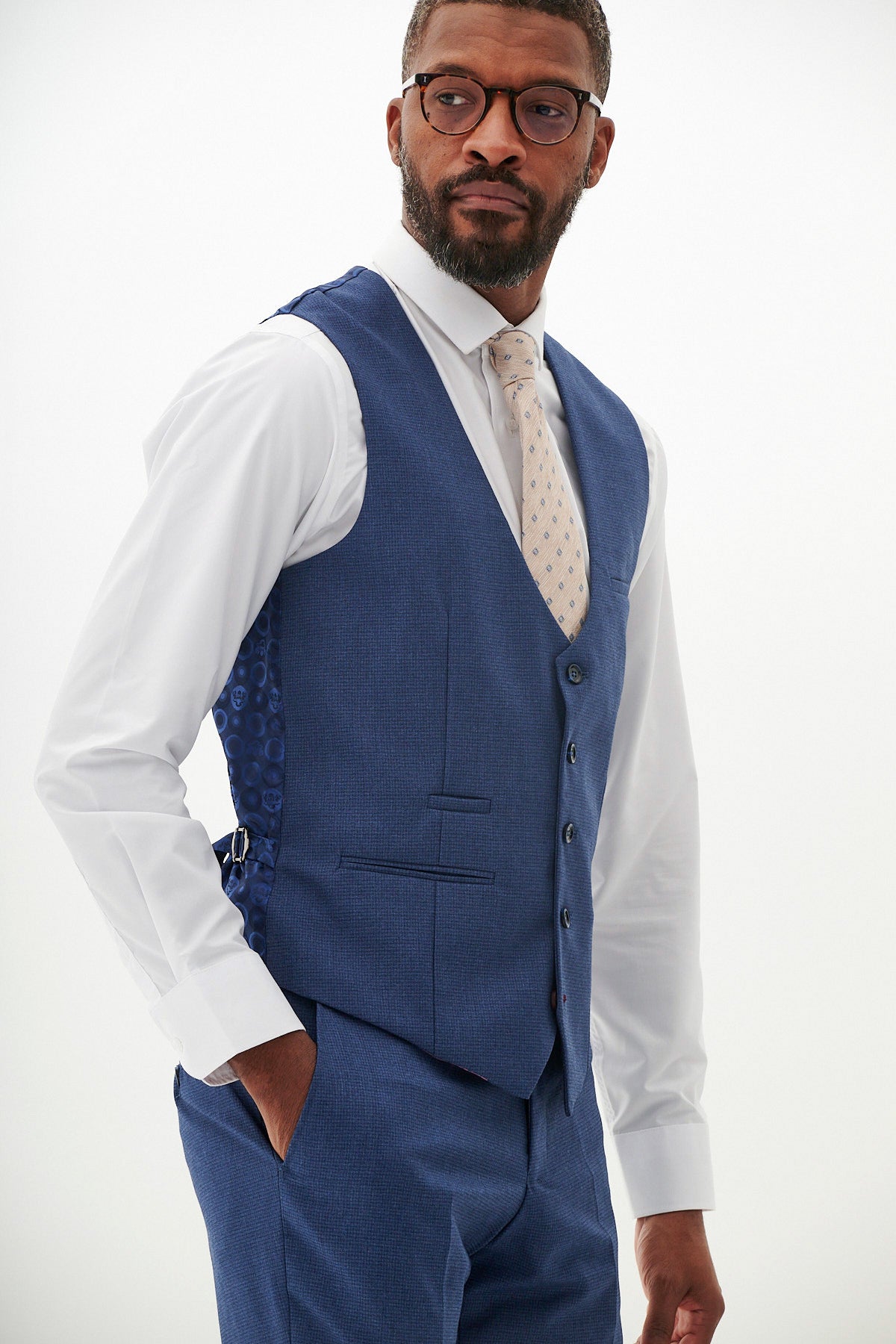 ASHLEY Navy Blue Three Piece Suit for Men - Premium Business Formal Wear - Perfect for Weddings, Interviews & Office Meetings