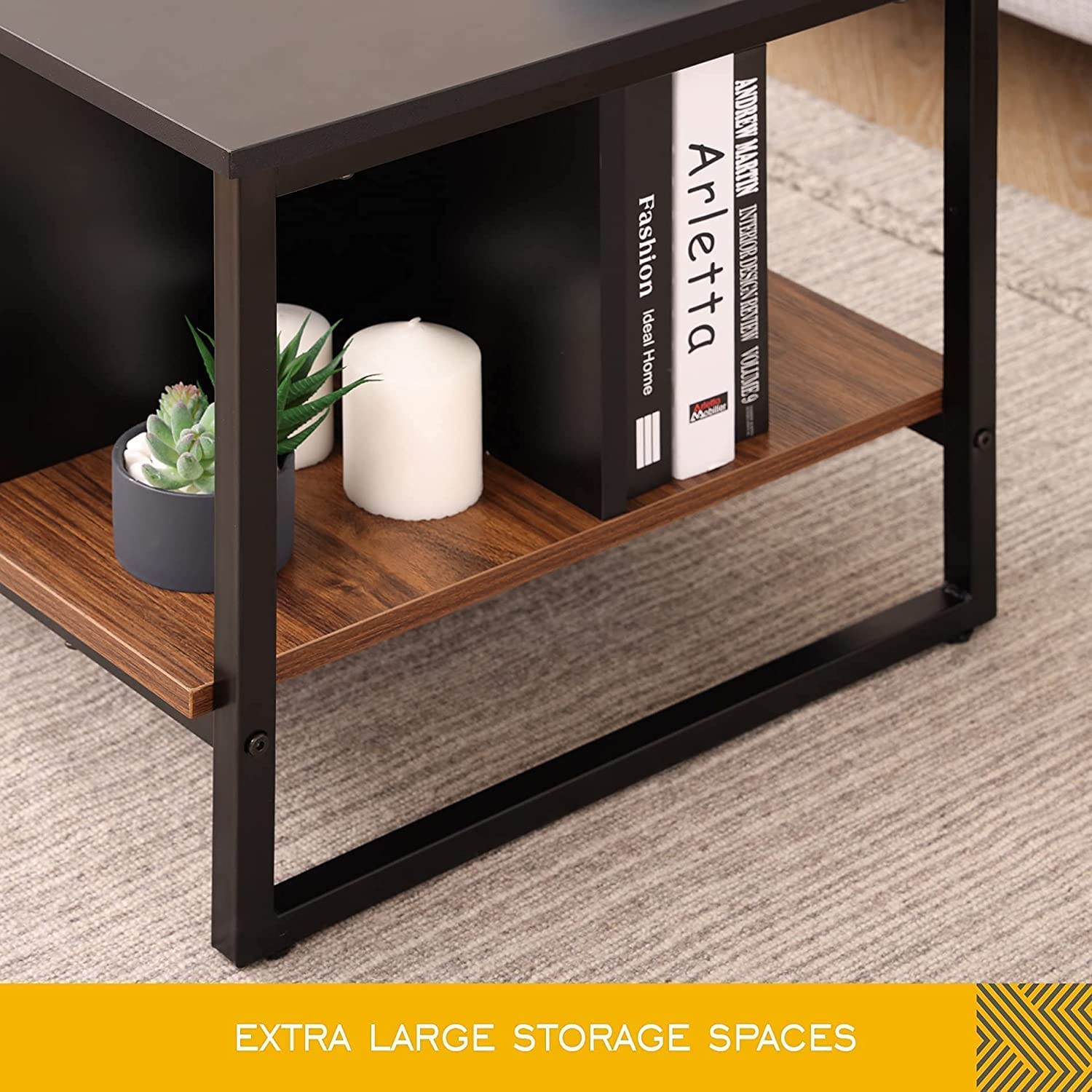2-in-1 Yellow LED Lift Top Coffee Table - 63